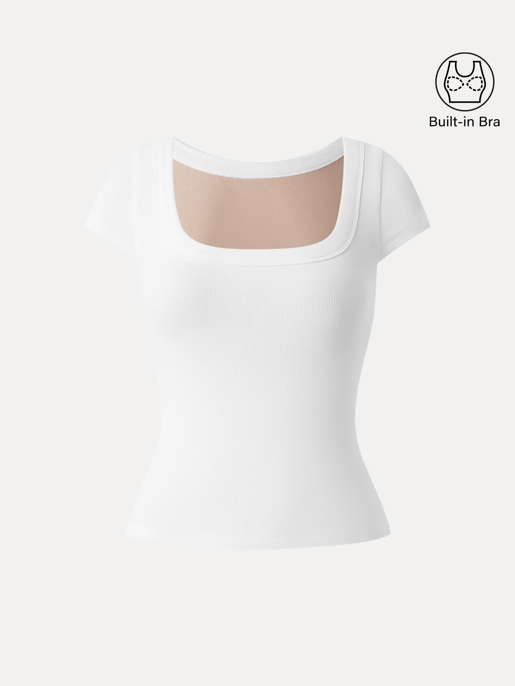 Stretch Cotton Square Neck Cap Sleeve Bra Top
