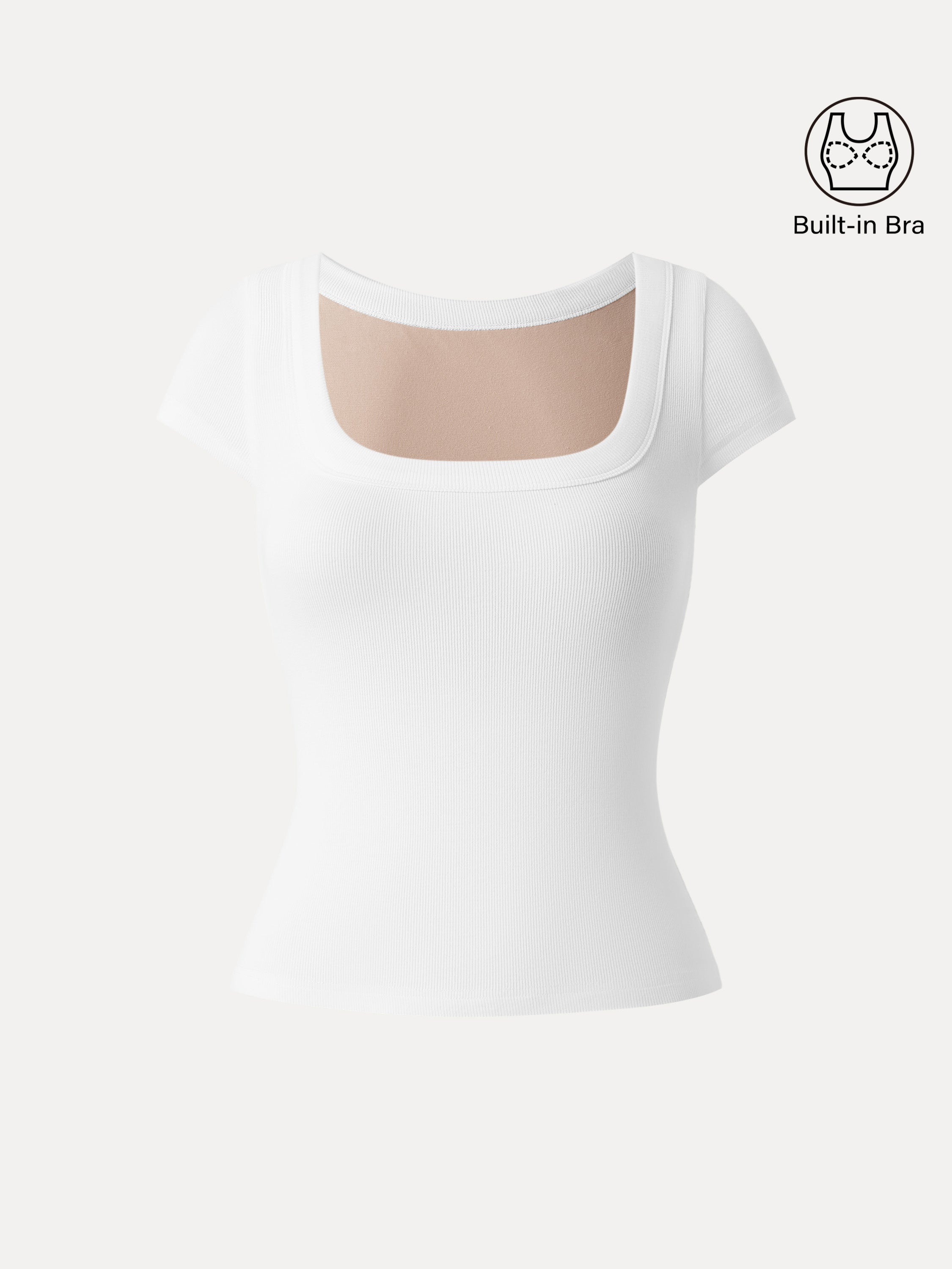 Stretch Cotton Square Neck Cap Sleeve Bra Top
