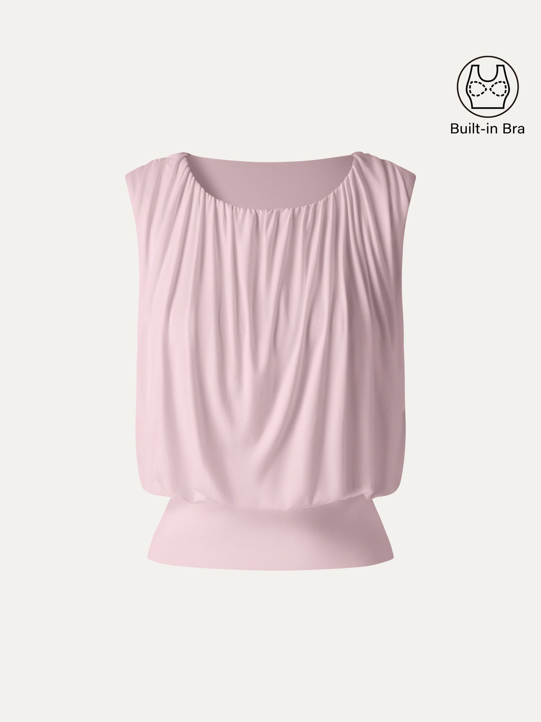 Round Neck Gathered Sleeveless Bra Top