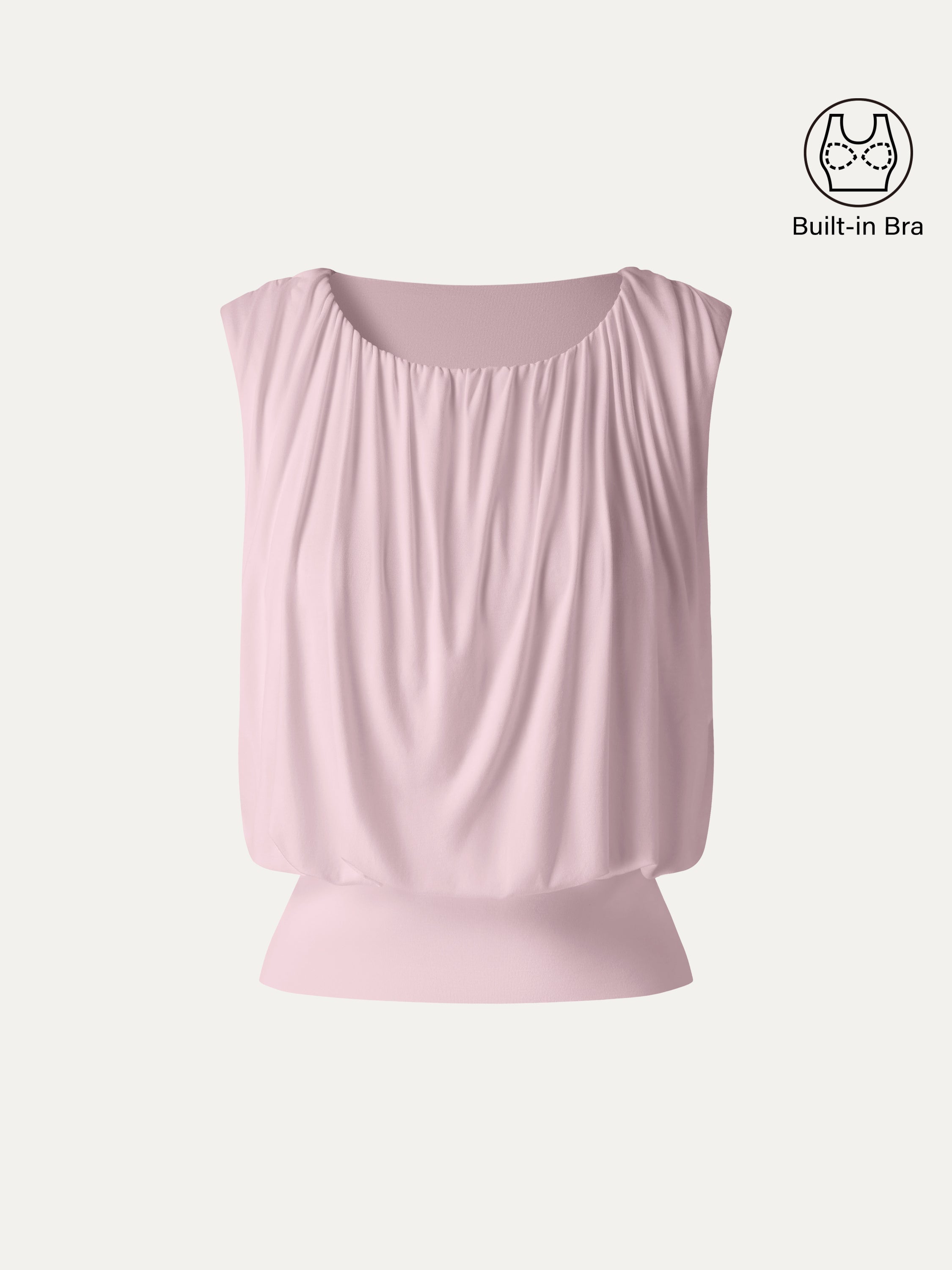 Round Neck Gathered Sleeveless Bra Top