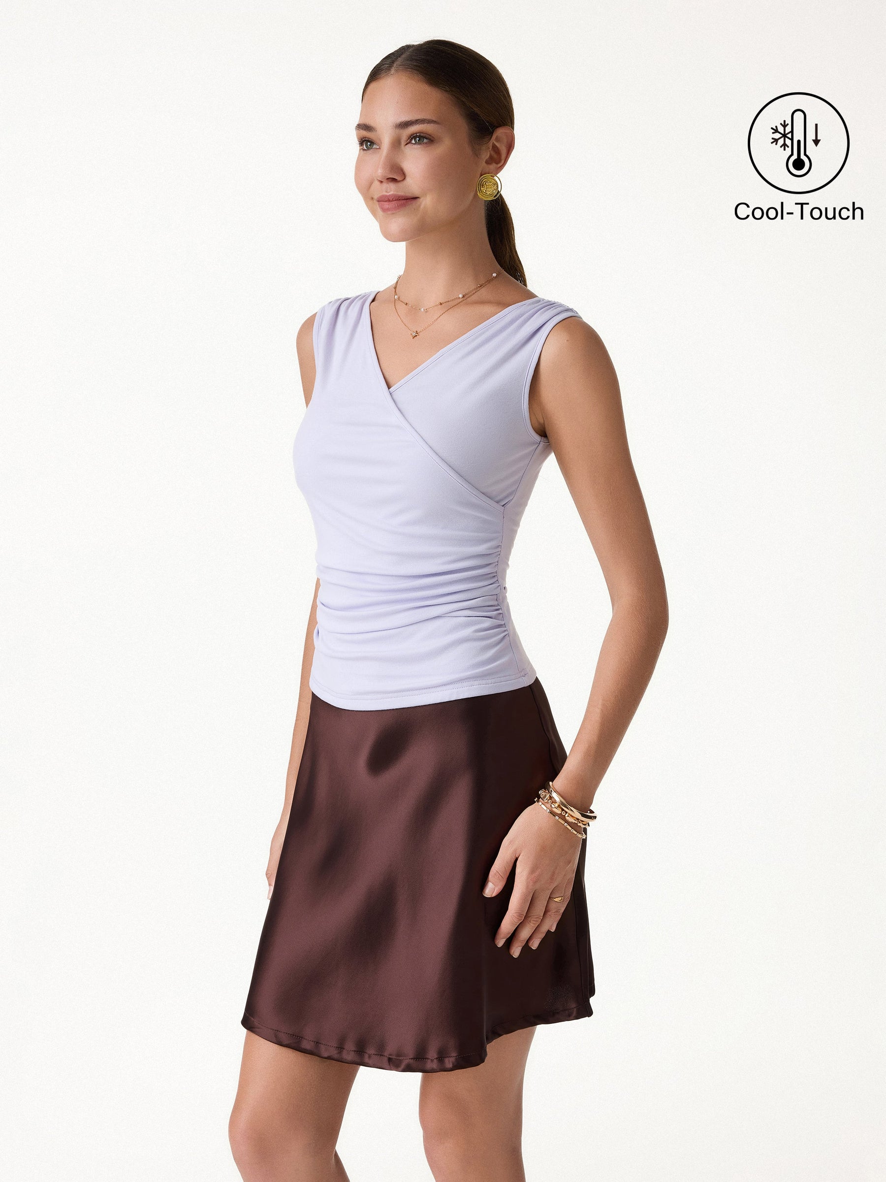 CoolTouch Surplice Neck Gathered Waist Top