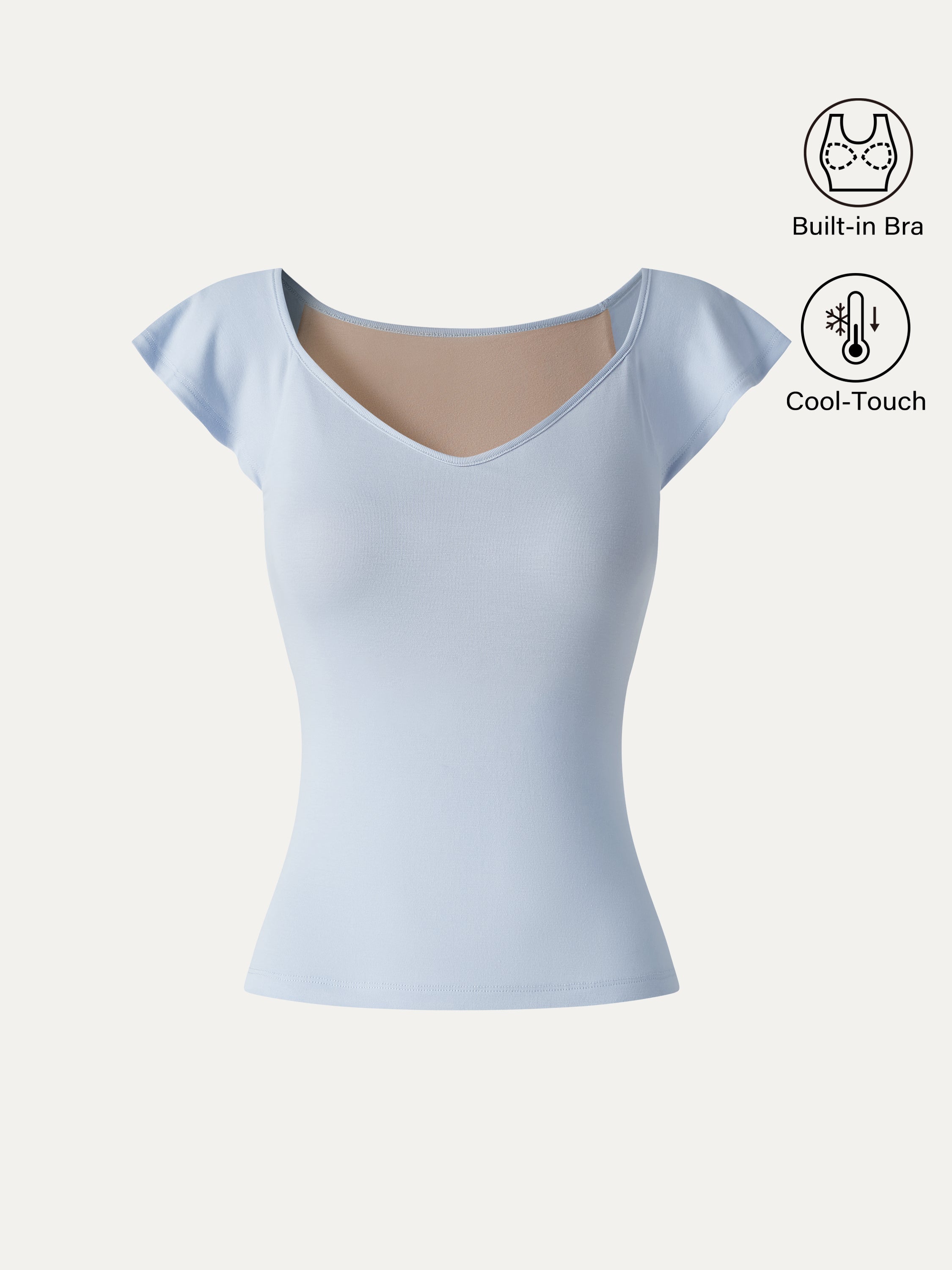 Matte Smooth Diamond Neck Flutter Sleeve Bra Top