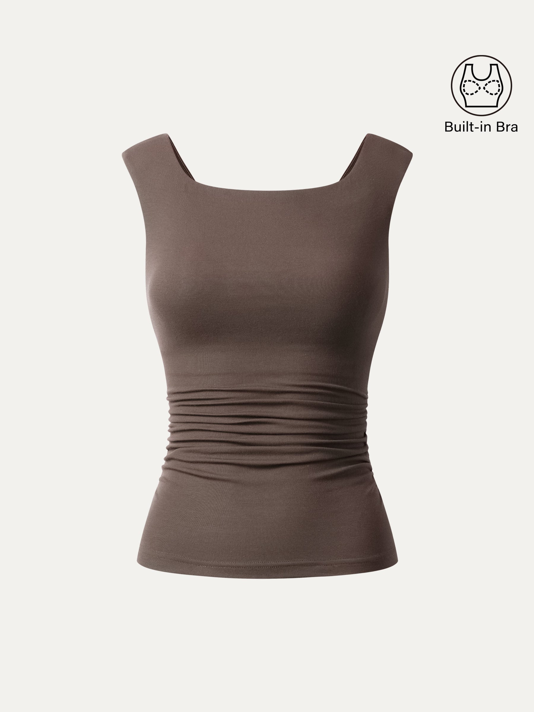 Boatneck Low Back Gathered Bra Top