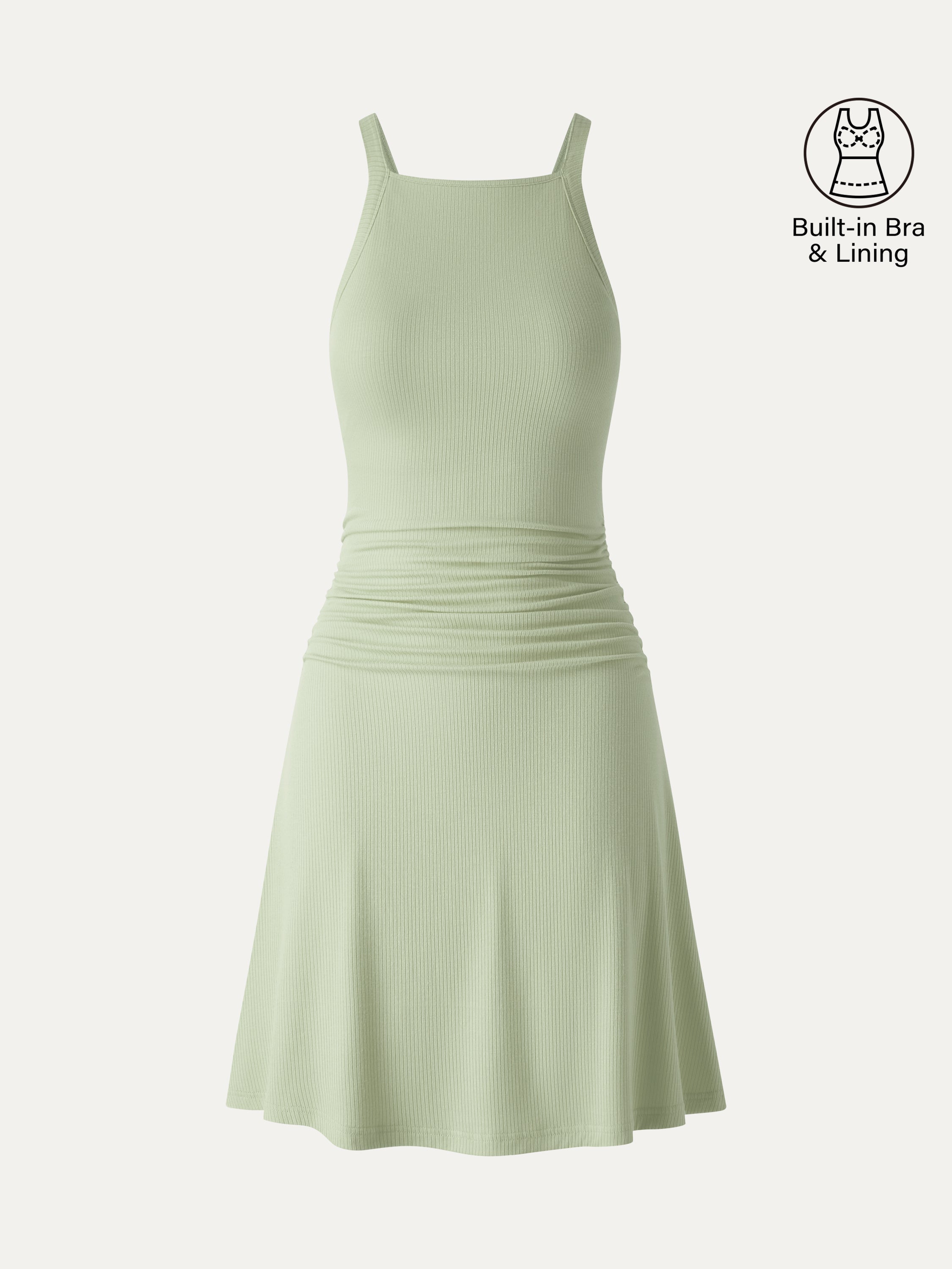 CoolTouch Square Neck Ruched Mini Bra Dress