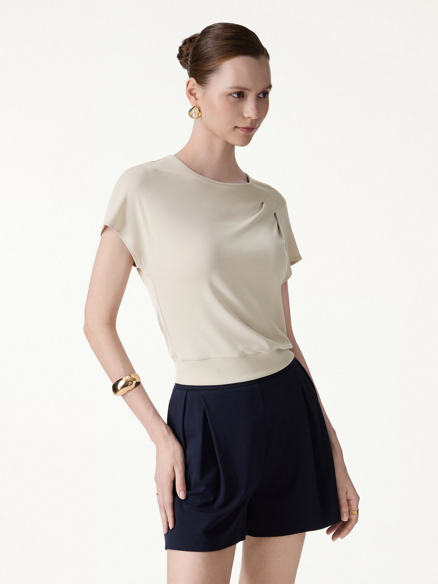 Sandwashed Relaxed Round Neck Cap Sleeve Tee