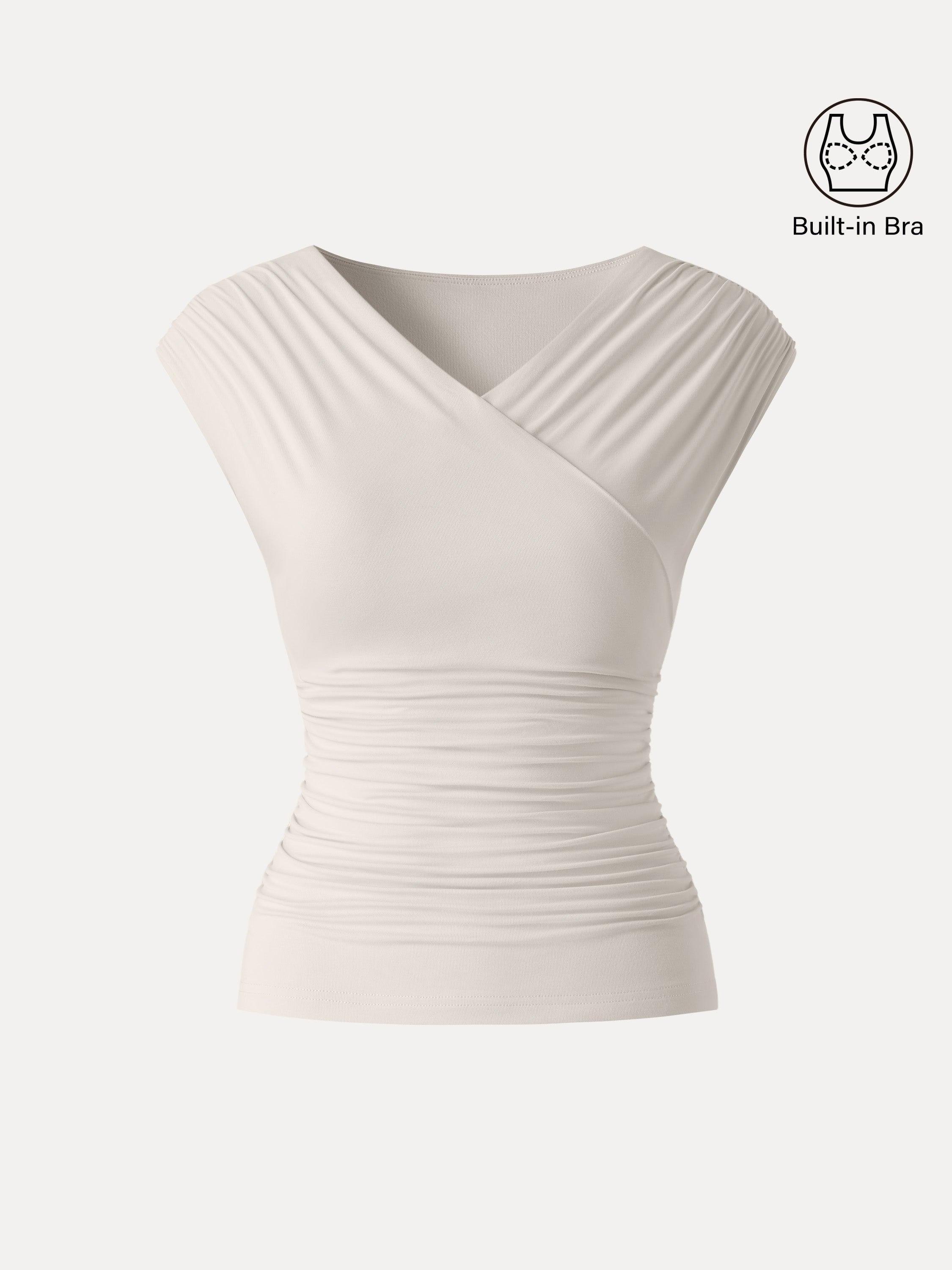 SkinKiss Surplice V-Neck Ruching Bra Top