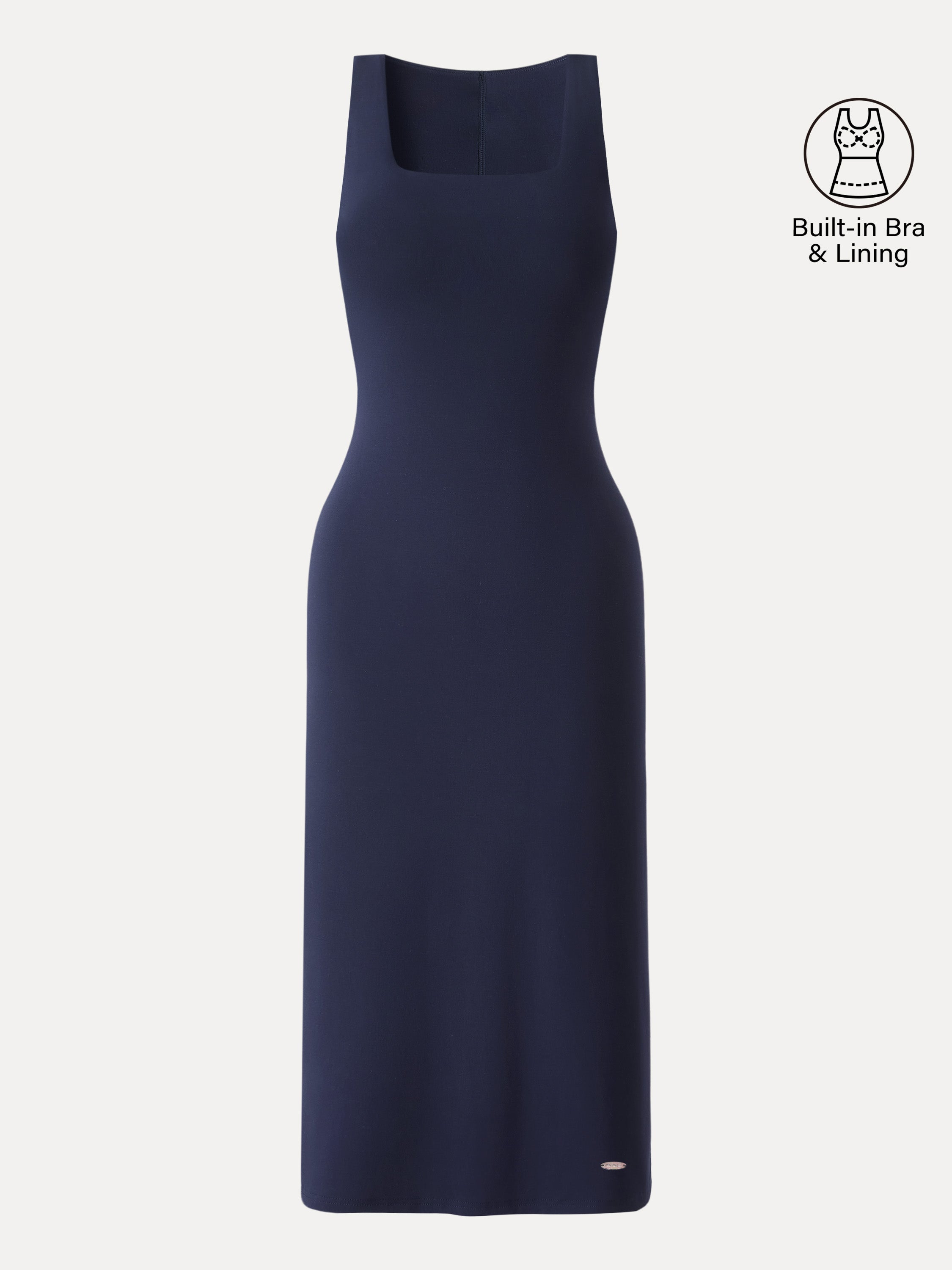 Back Smoothing Bandless Square Neck Midi Bra Dress
