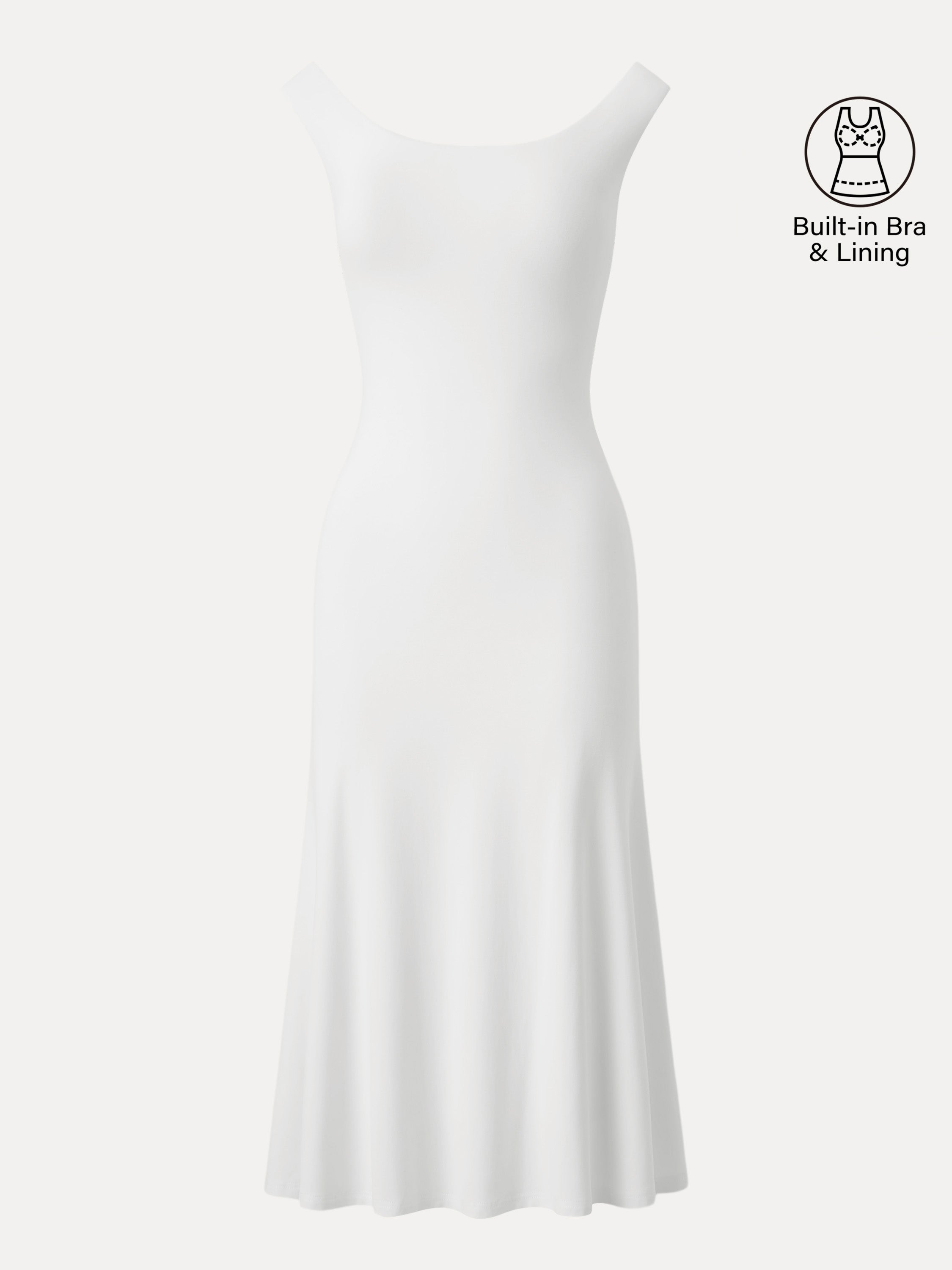 Scoop Neck Midi Low Back Bra Dress