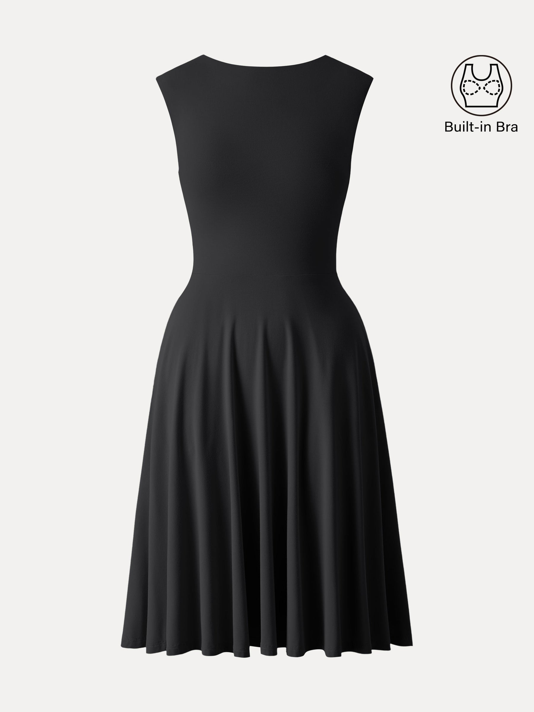 SkinKiss Boatneck Wide Shoulder Bra Dress with Pockets