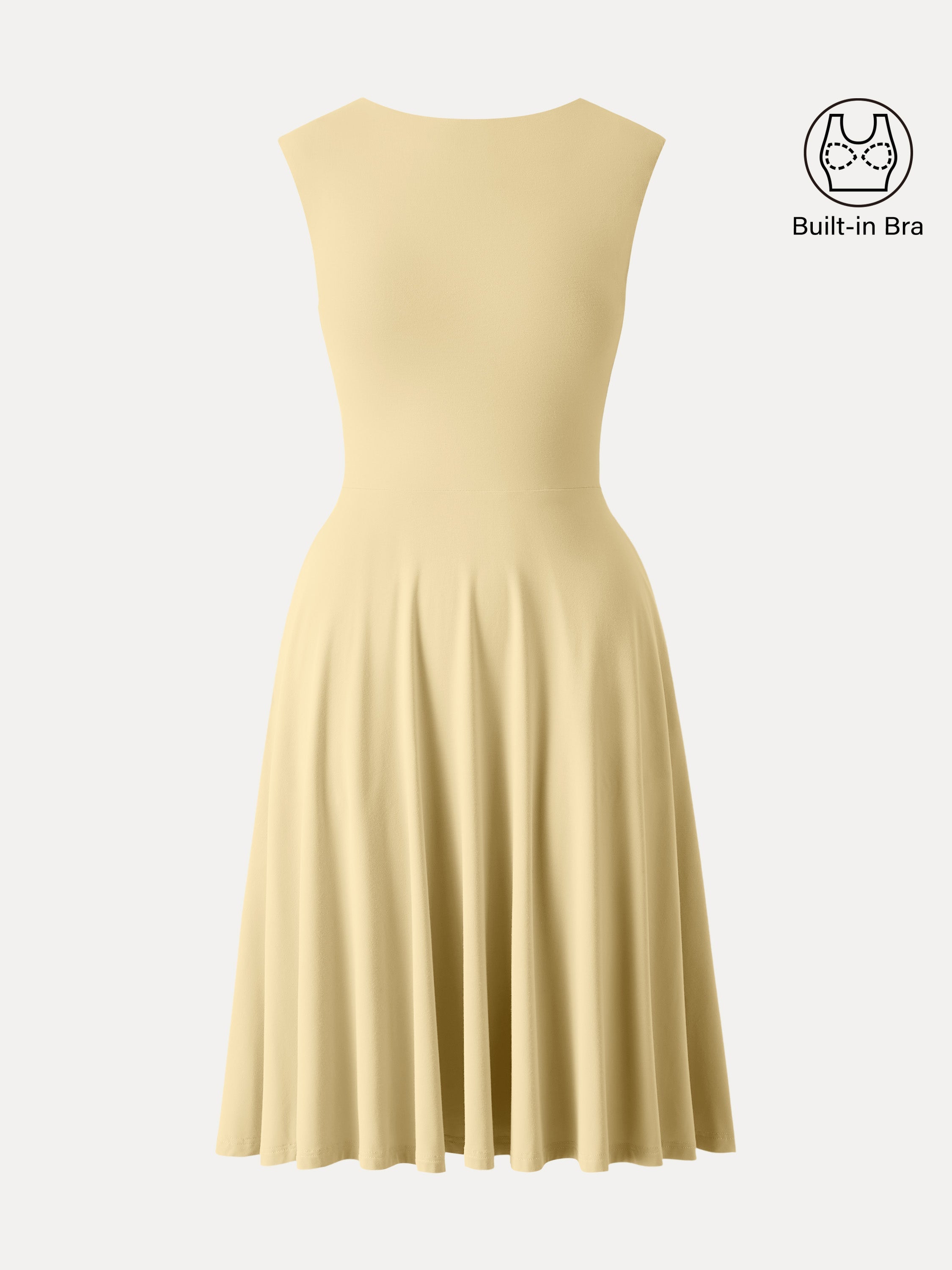 SkinKiss Boatneck Wide Shoulder Bra Dress with Pockets
