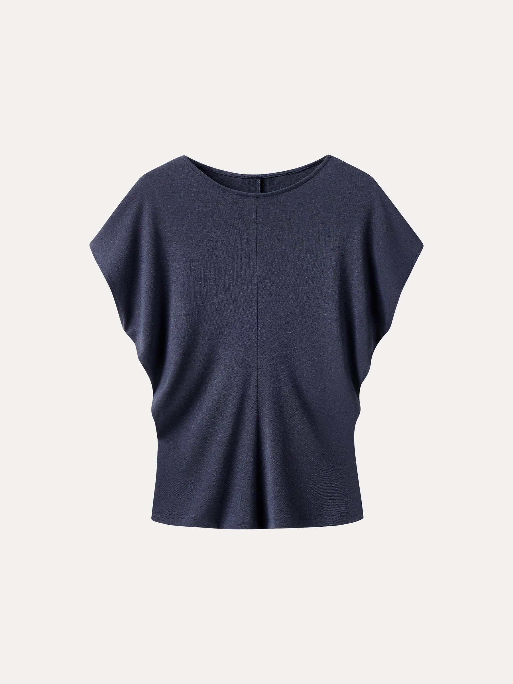 Linen-Blend Round Neck Relaxed Summer Top