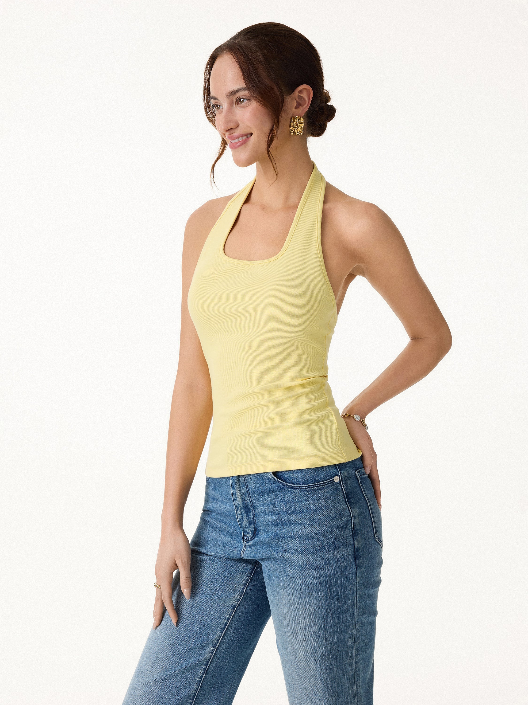 Cotton Square Halter Neck Bra Tank