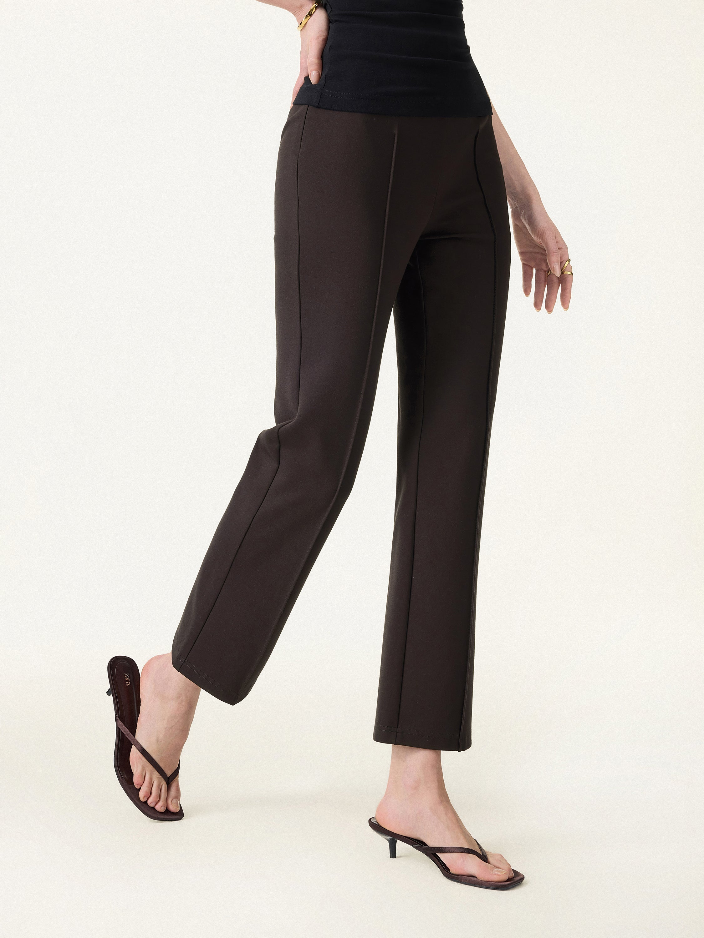 Wrinkle-Resistant High Rise Cropped Flare Leg Travel Pant