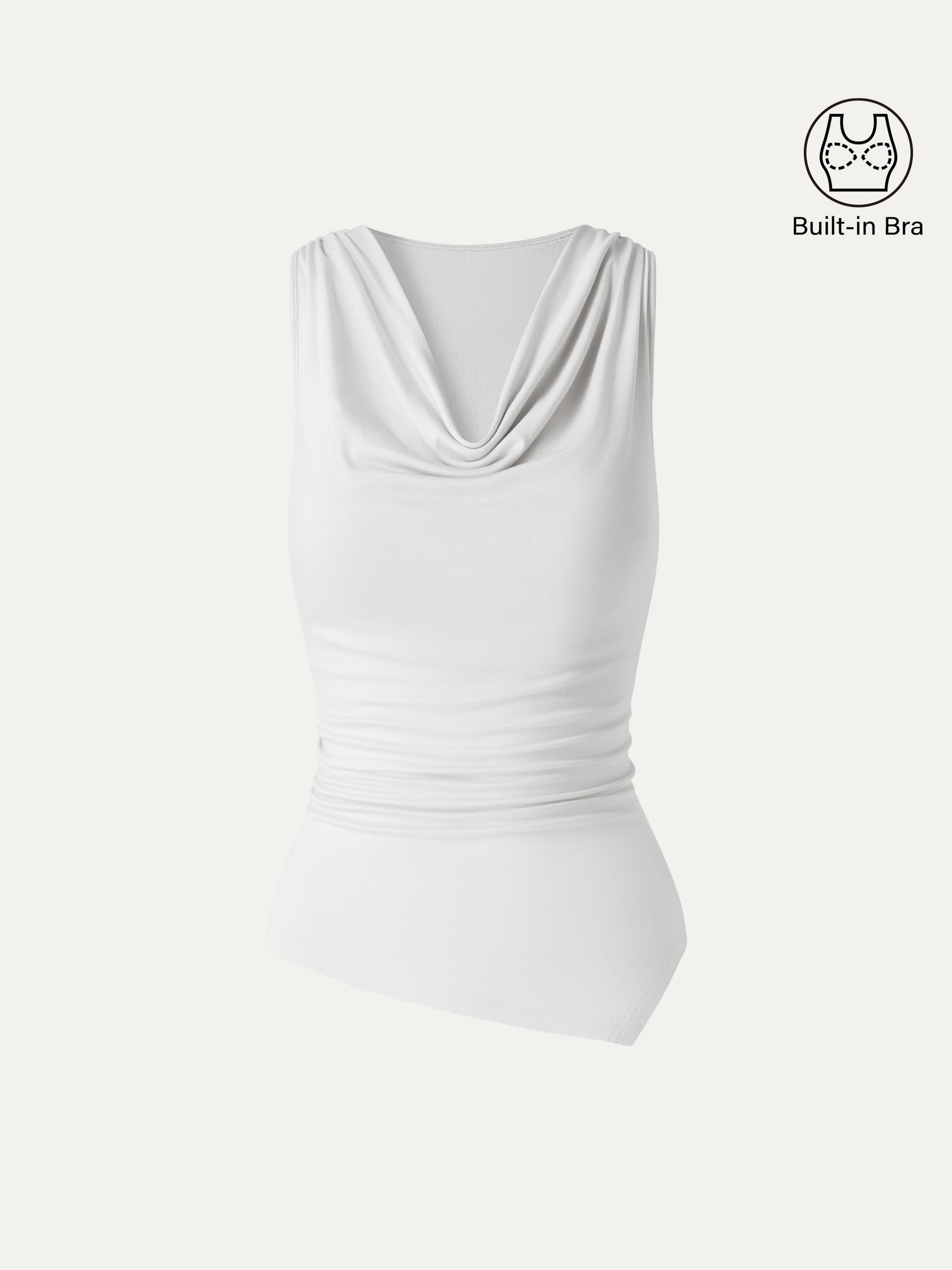 Cowl Neck Asymmetrical Sleeveless Bra Top