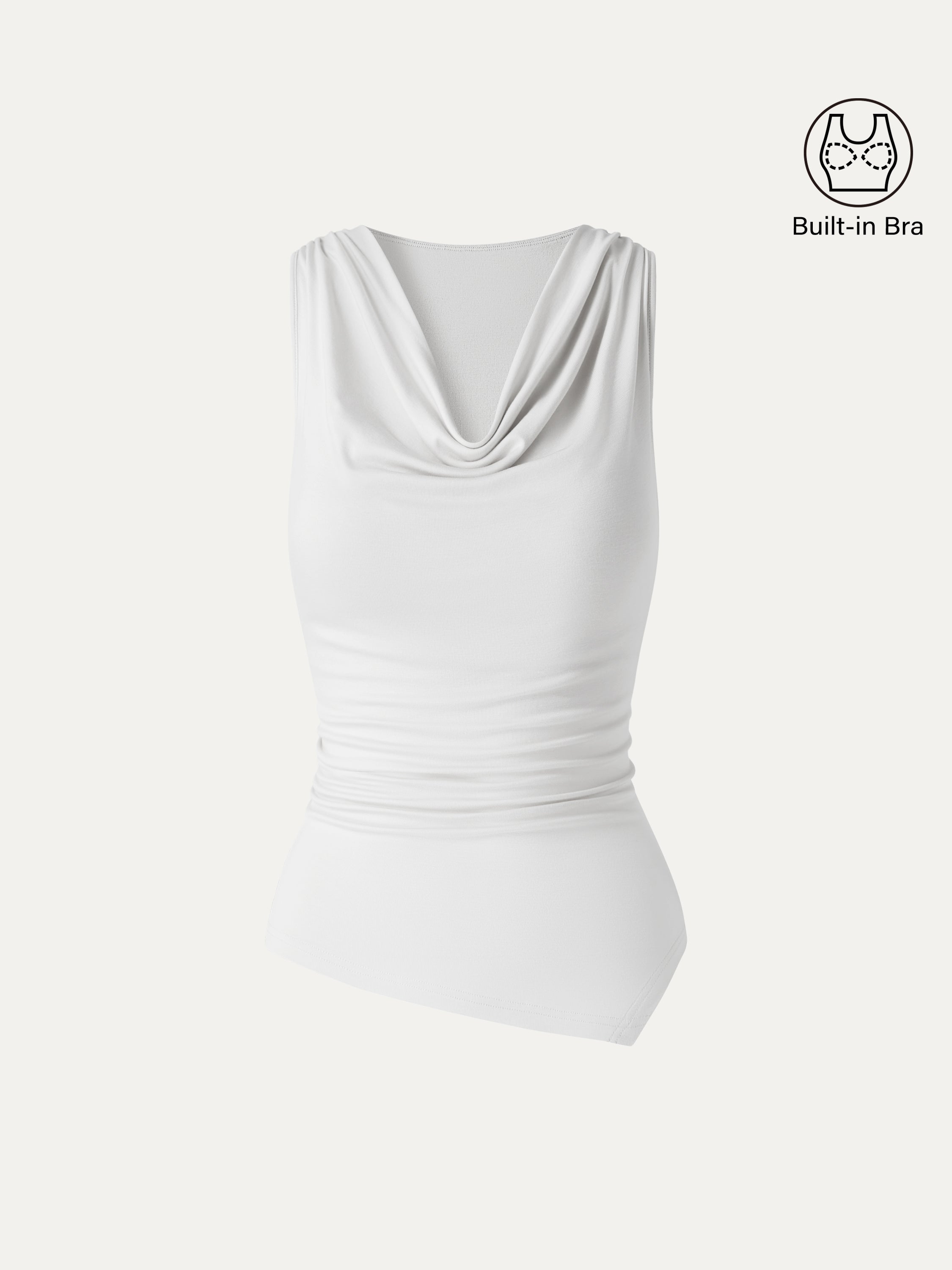 Cowl Neck Asymmetrical Sleeveless Bra Top