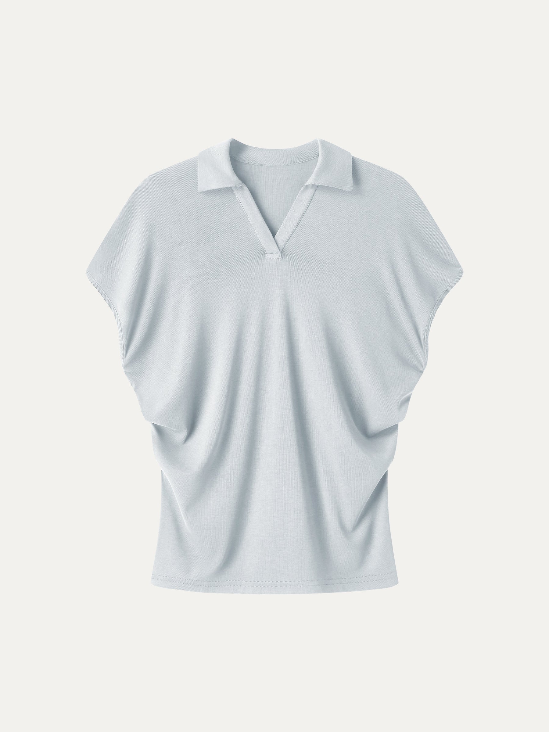 Sandwashed Modal Polo Neck Cap Sleeve Top