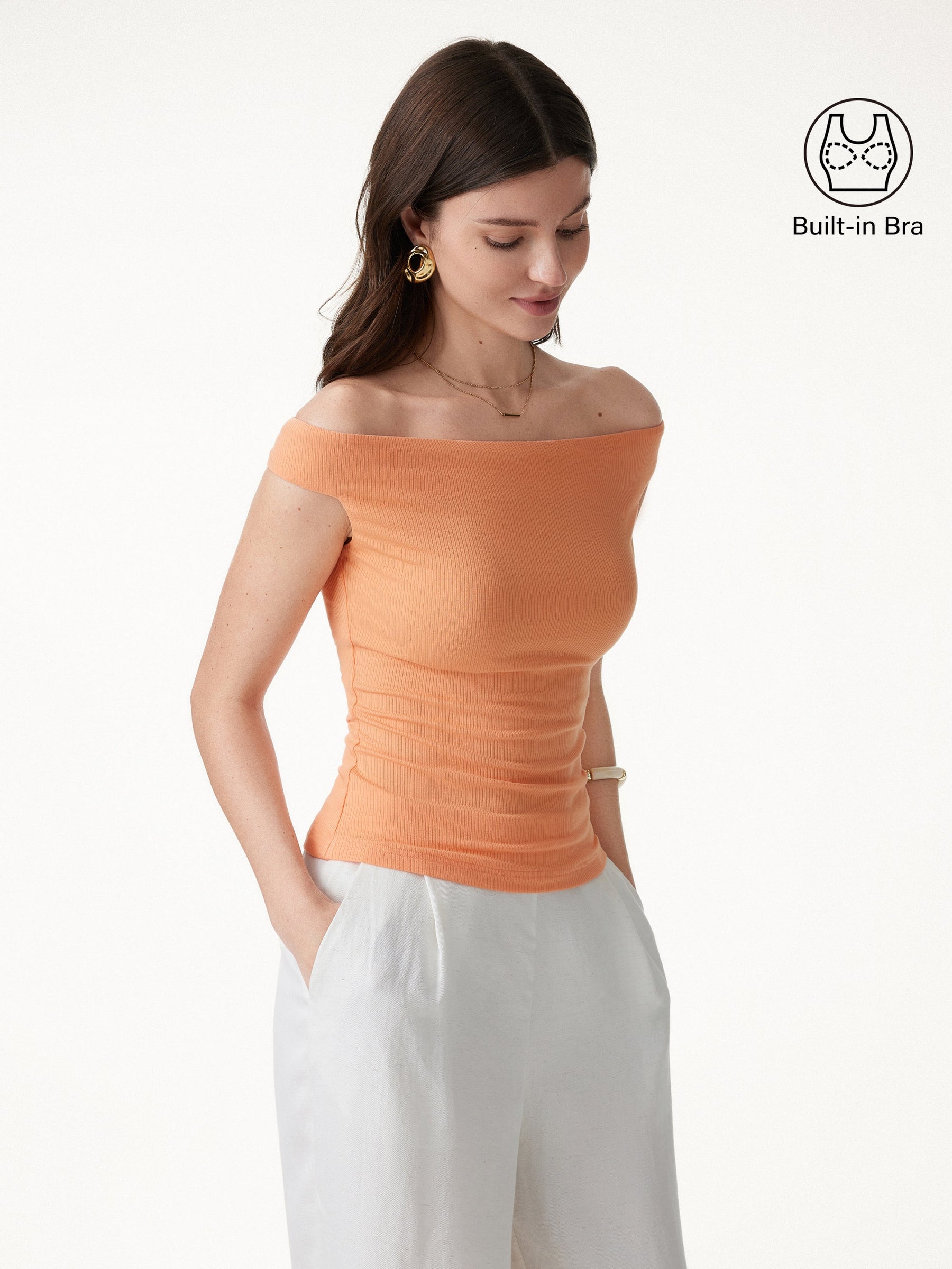 CoolTouch Off-the-Shoulder Contour Bra Top