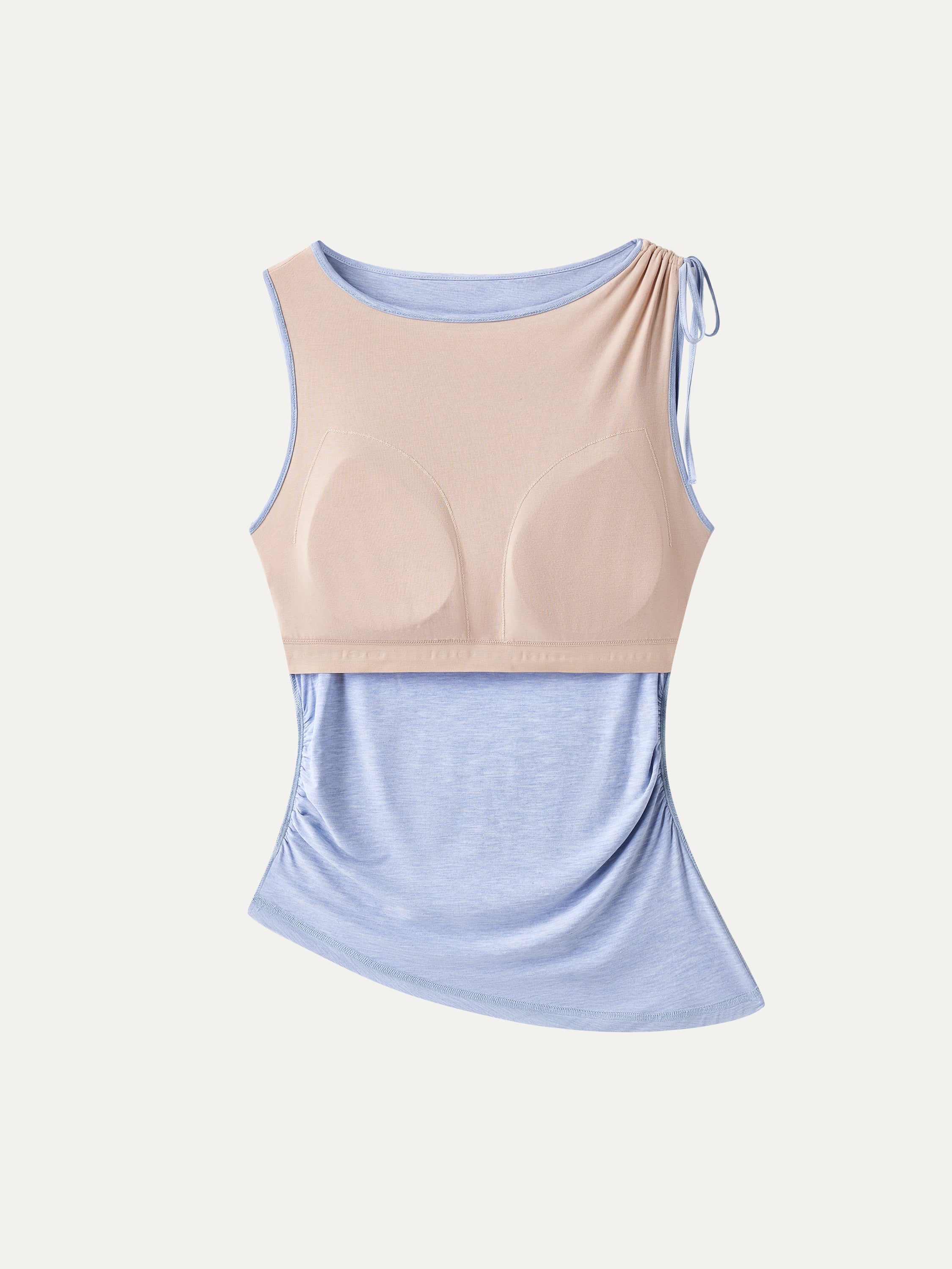 Bamboo Heathered Boatneck Ruched Bra Top