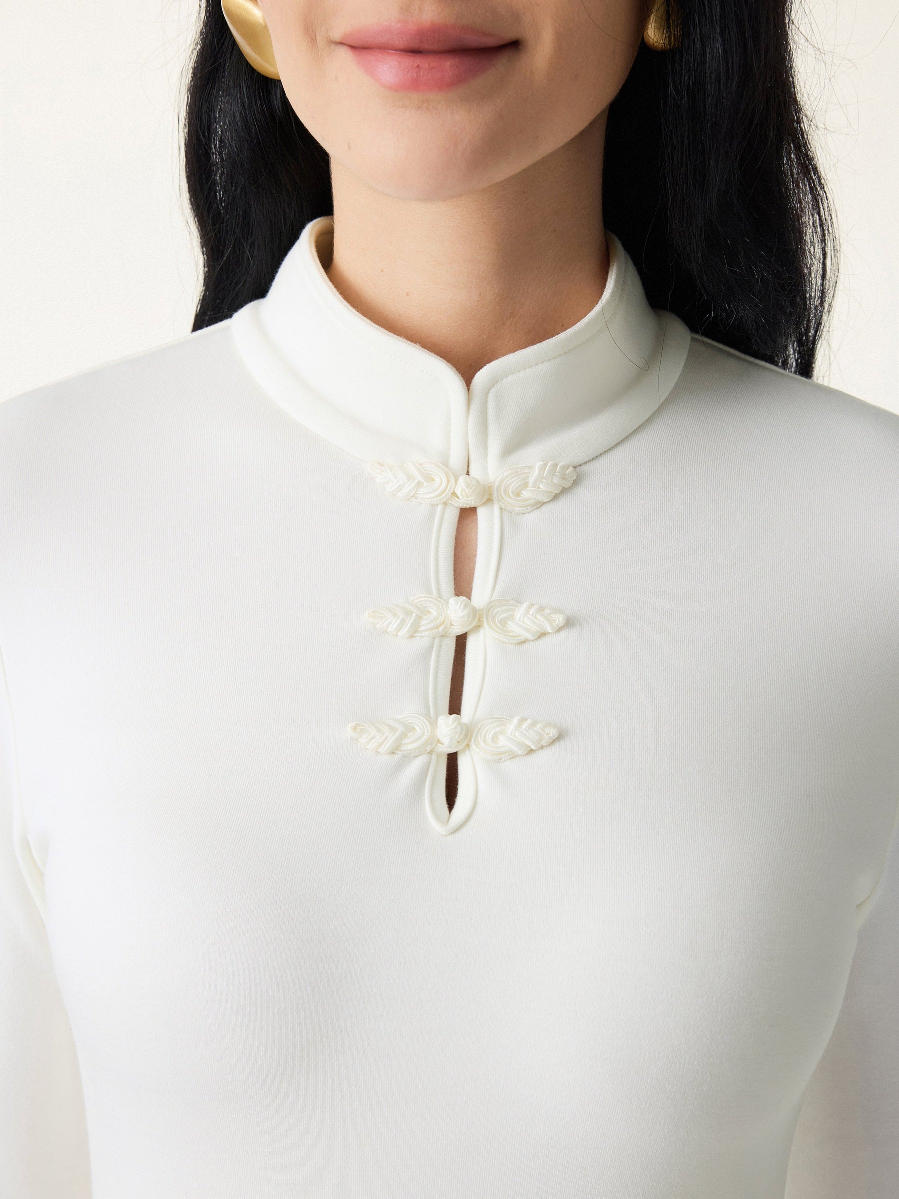 Mandarin Collar Frog Button Midi Bra Dress Limited Edition