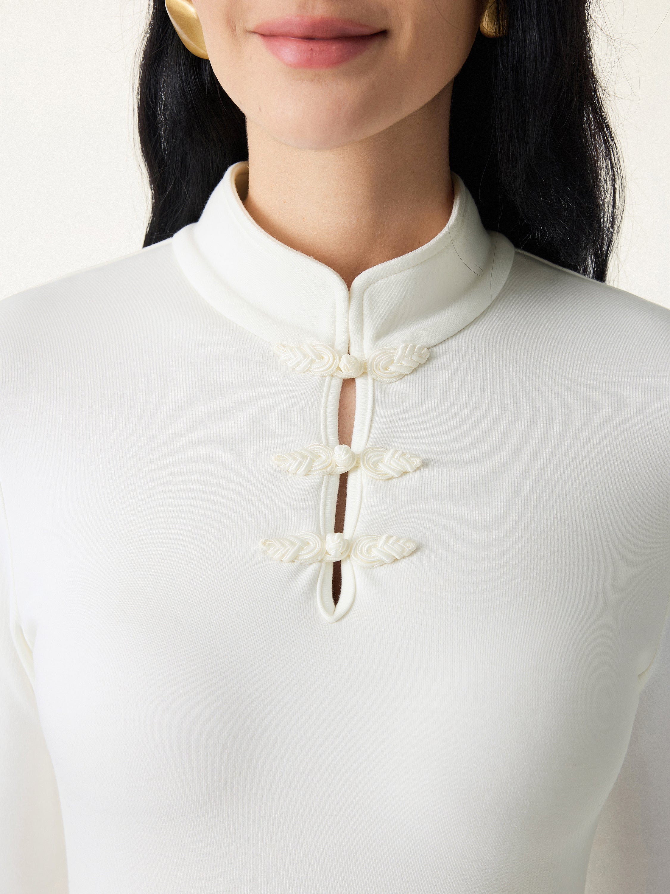Mandarin Collar Frog Button Midi Bra Dress Limited Edition
