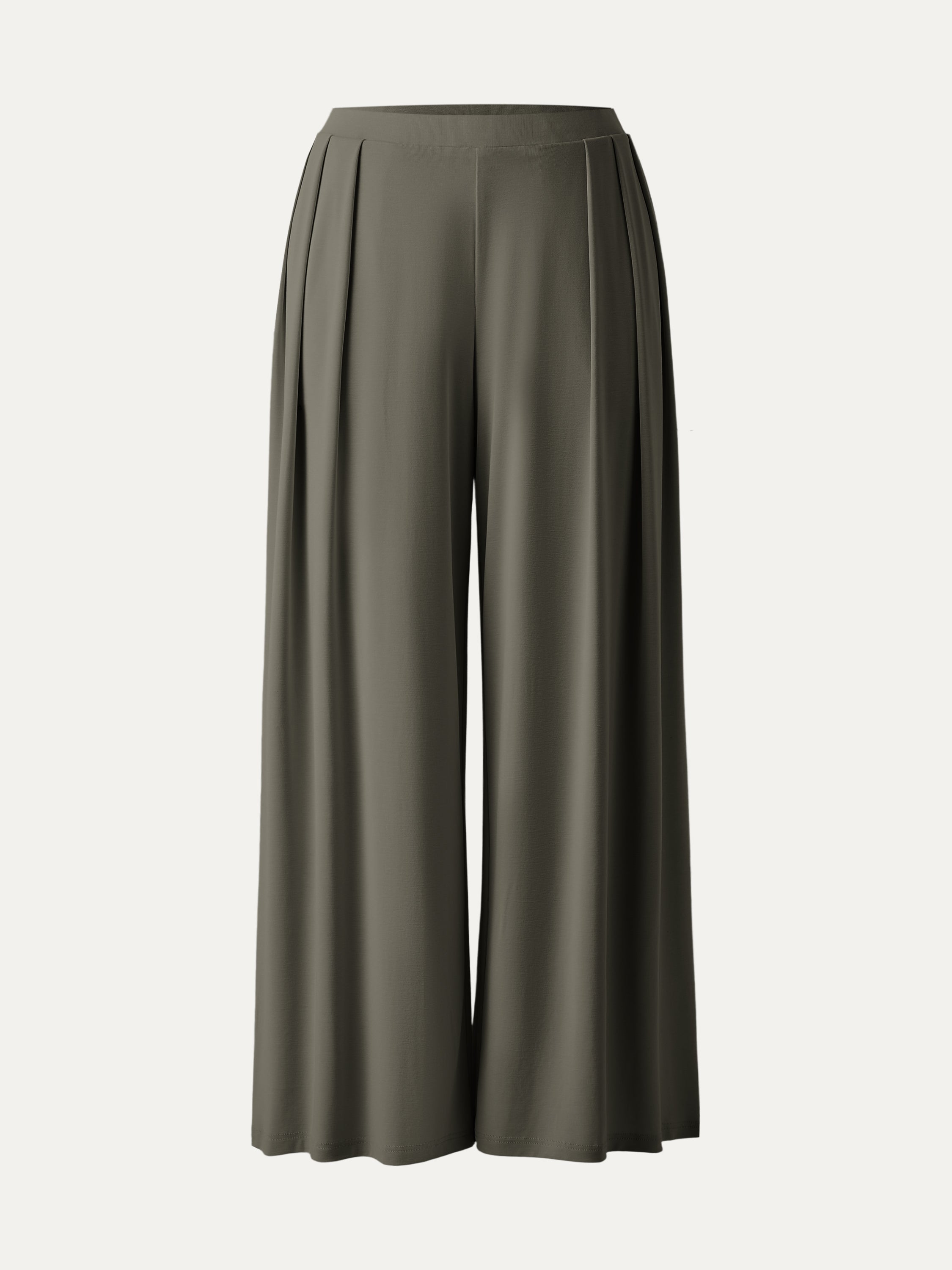 Sandwashed Mid Rise Pleated Wide Leg Palazzo Pant with Pockets