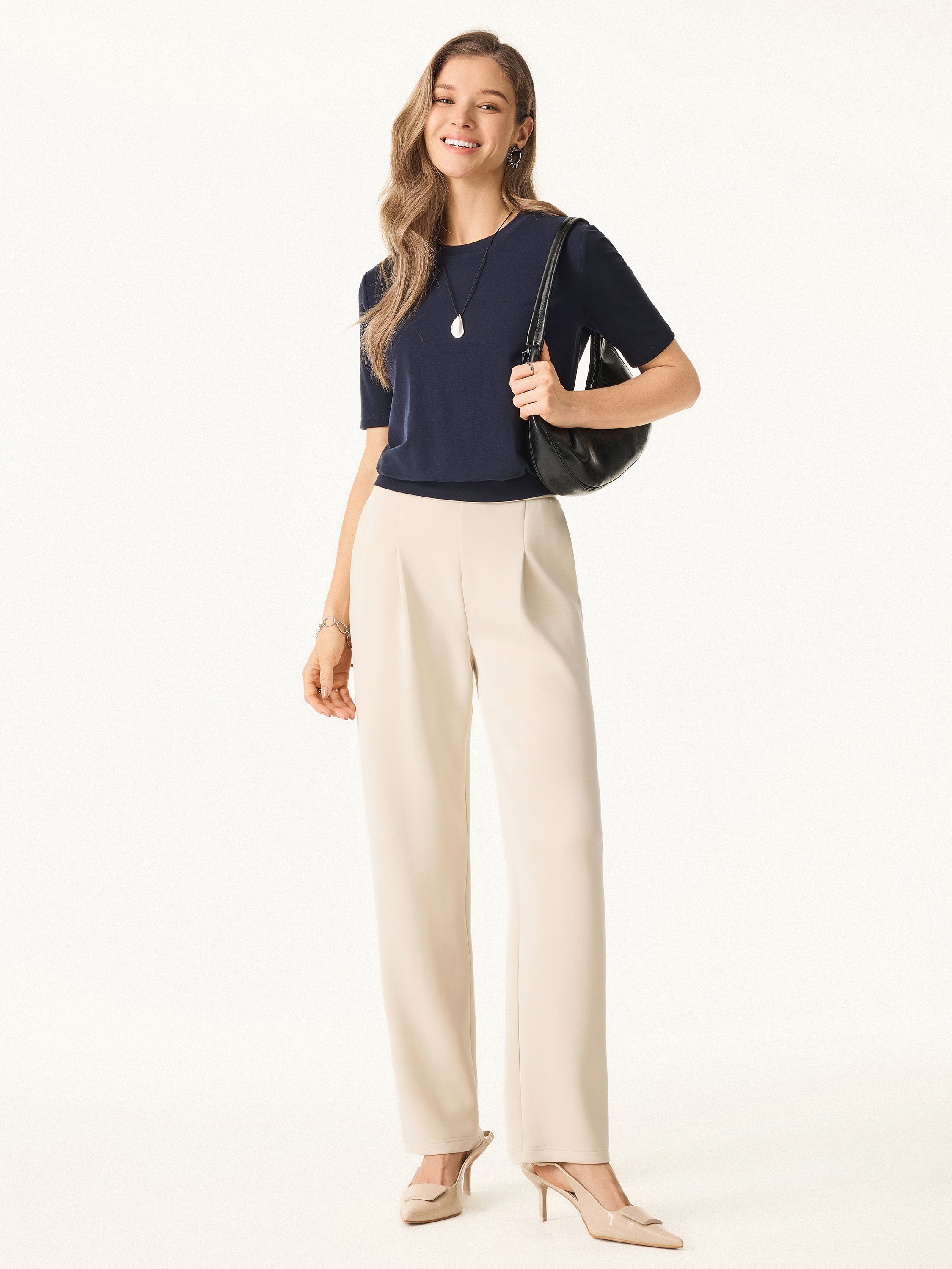Lyocell Wool Crewneck Bra Top with Banded Hem