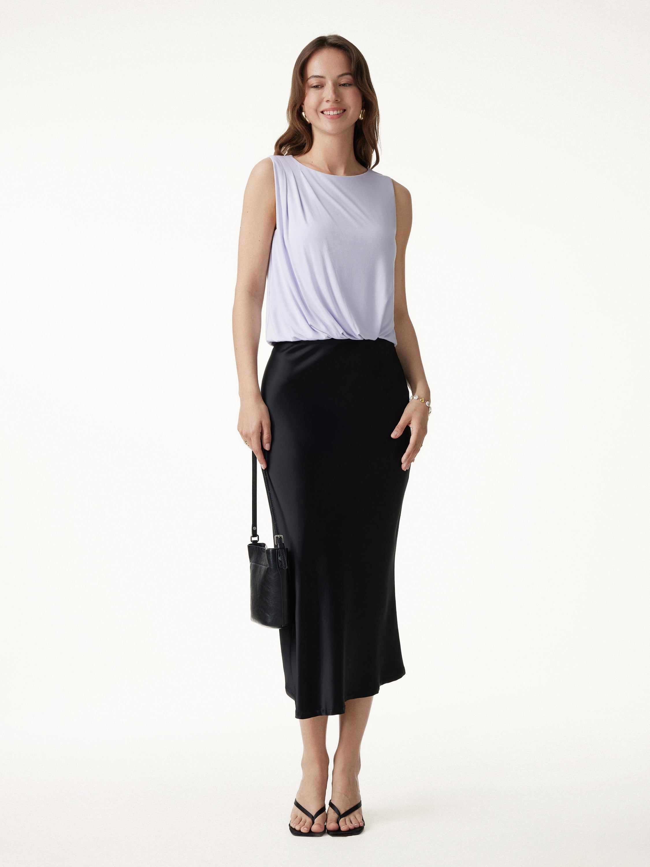 CoolTouch Boatneck Gathered Hem Cropped Top