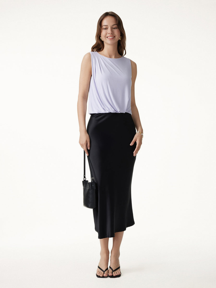 CoolTouch Boatneck Gathered Hem Cropped Top