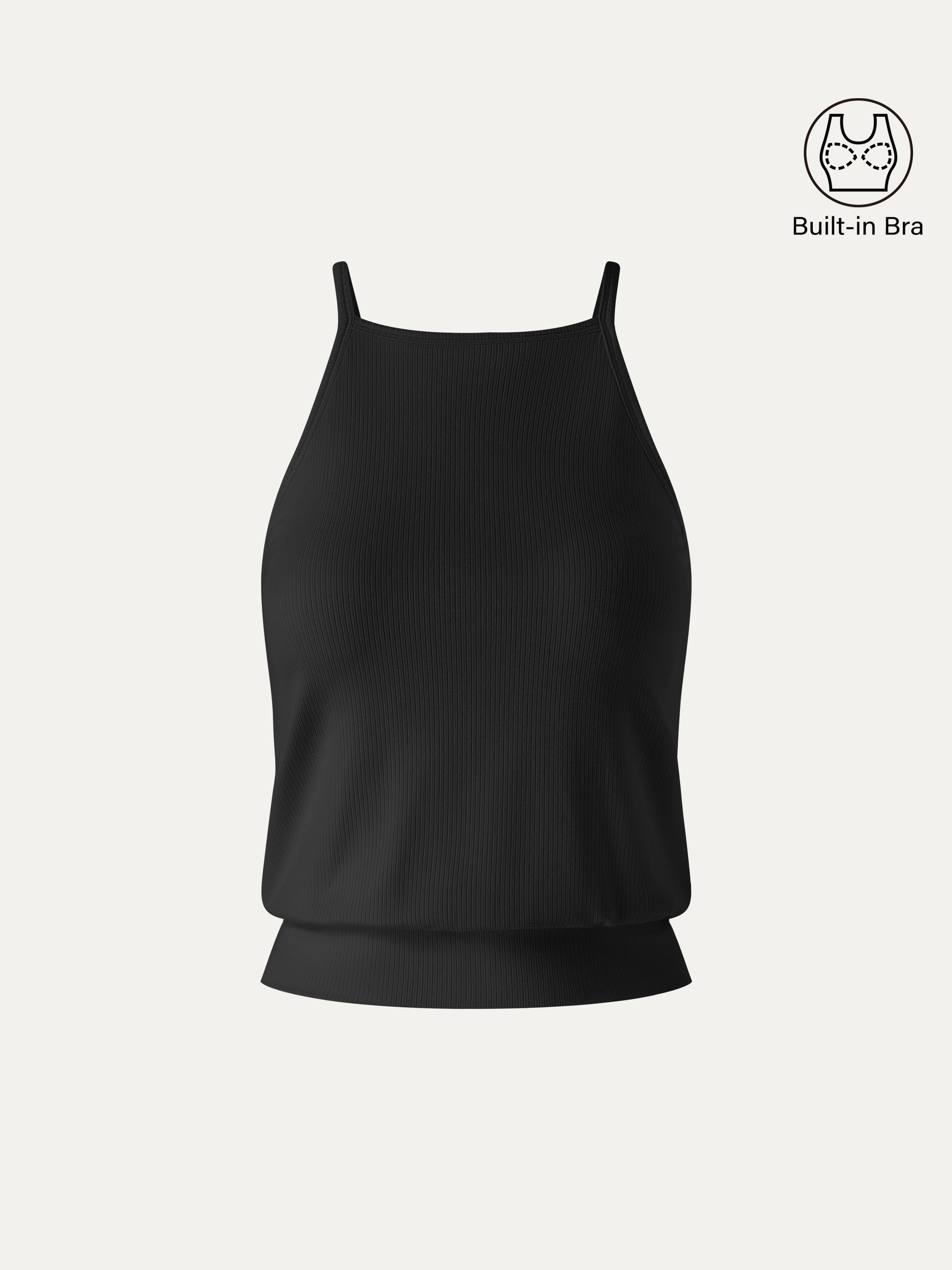 CoolTouch High Square Neck Banded Hem Bra Top