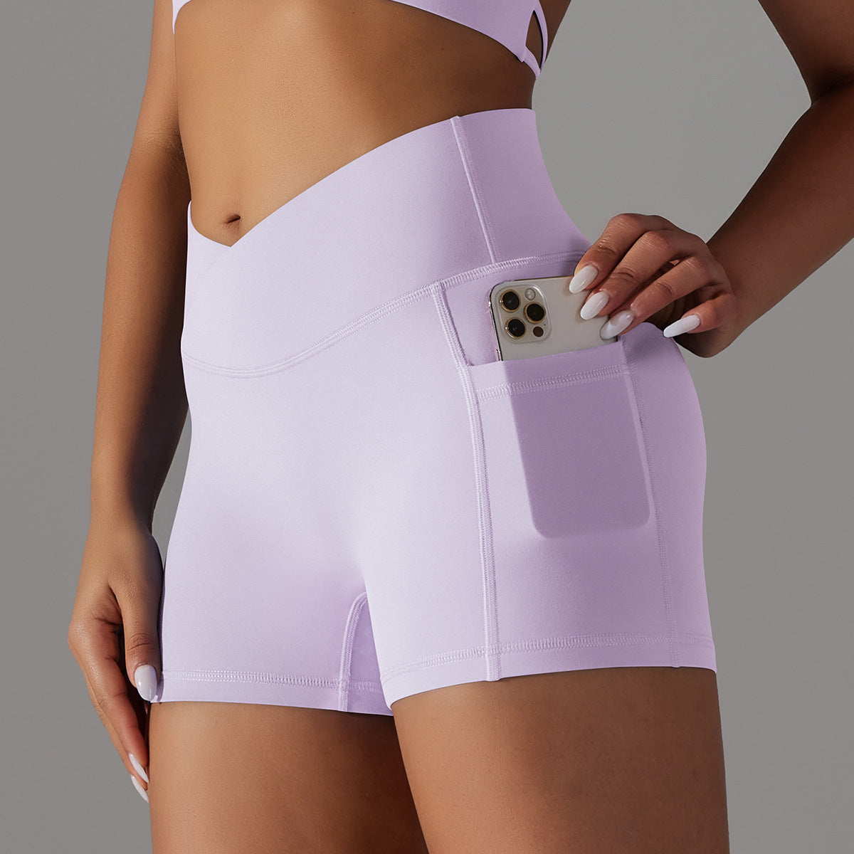 Women's Yoga Shorts with Phone Pocket - Fitness Sports Pants