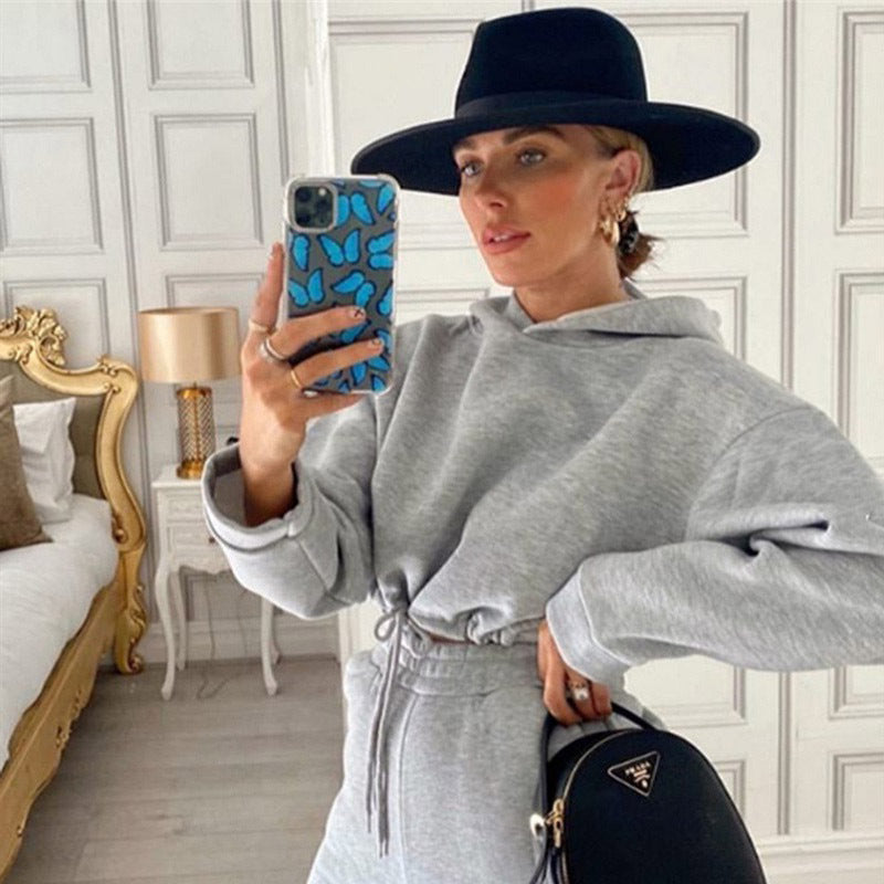 Women's 2 Piece Tracksuit Set - Long Sleeve Hoodie & Trousers