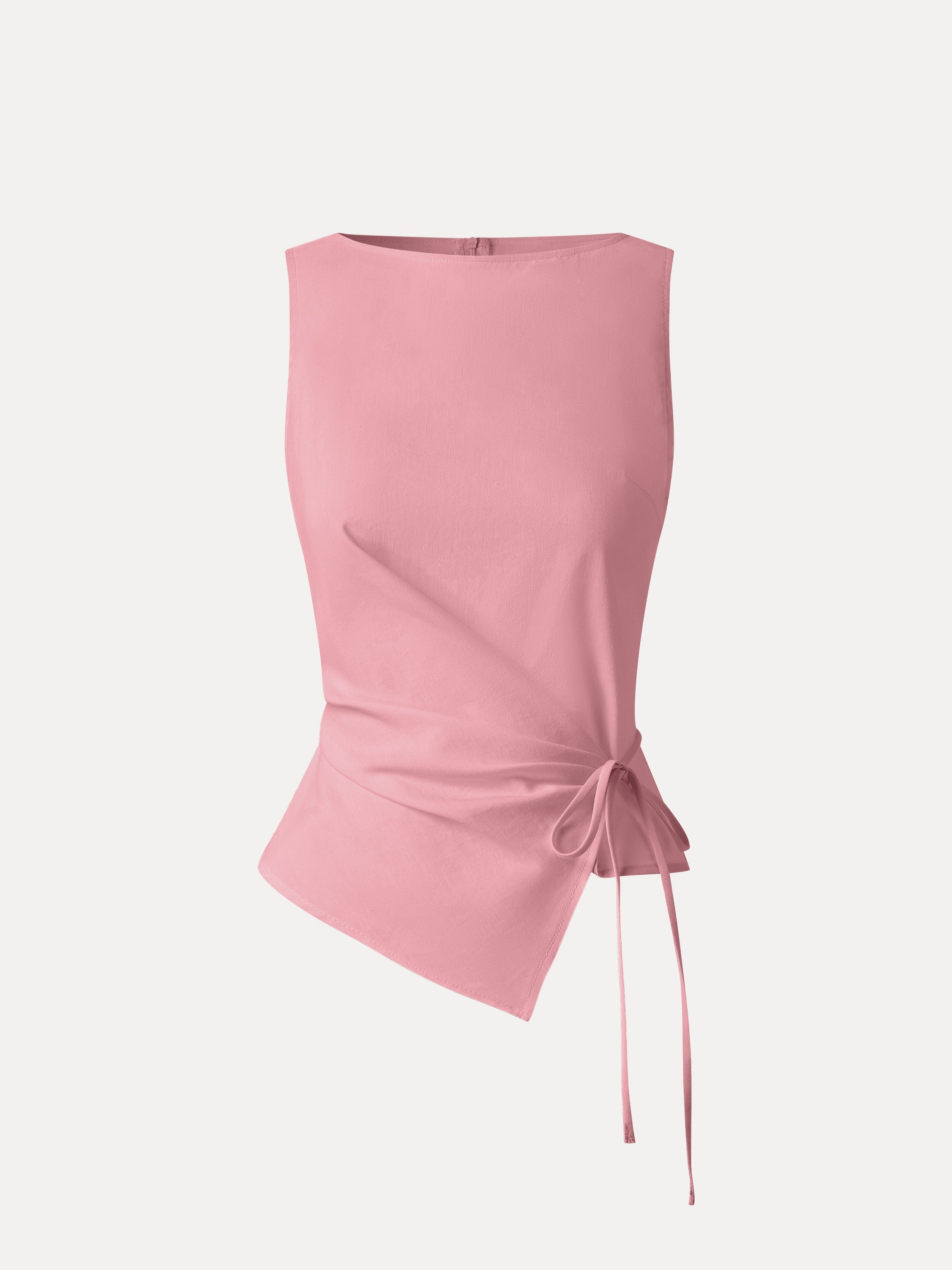 Lyocell-Linen Blend Boatneck Waist-Defined Top