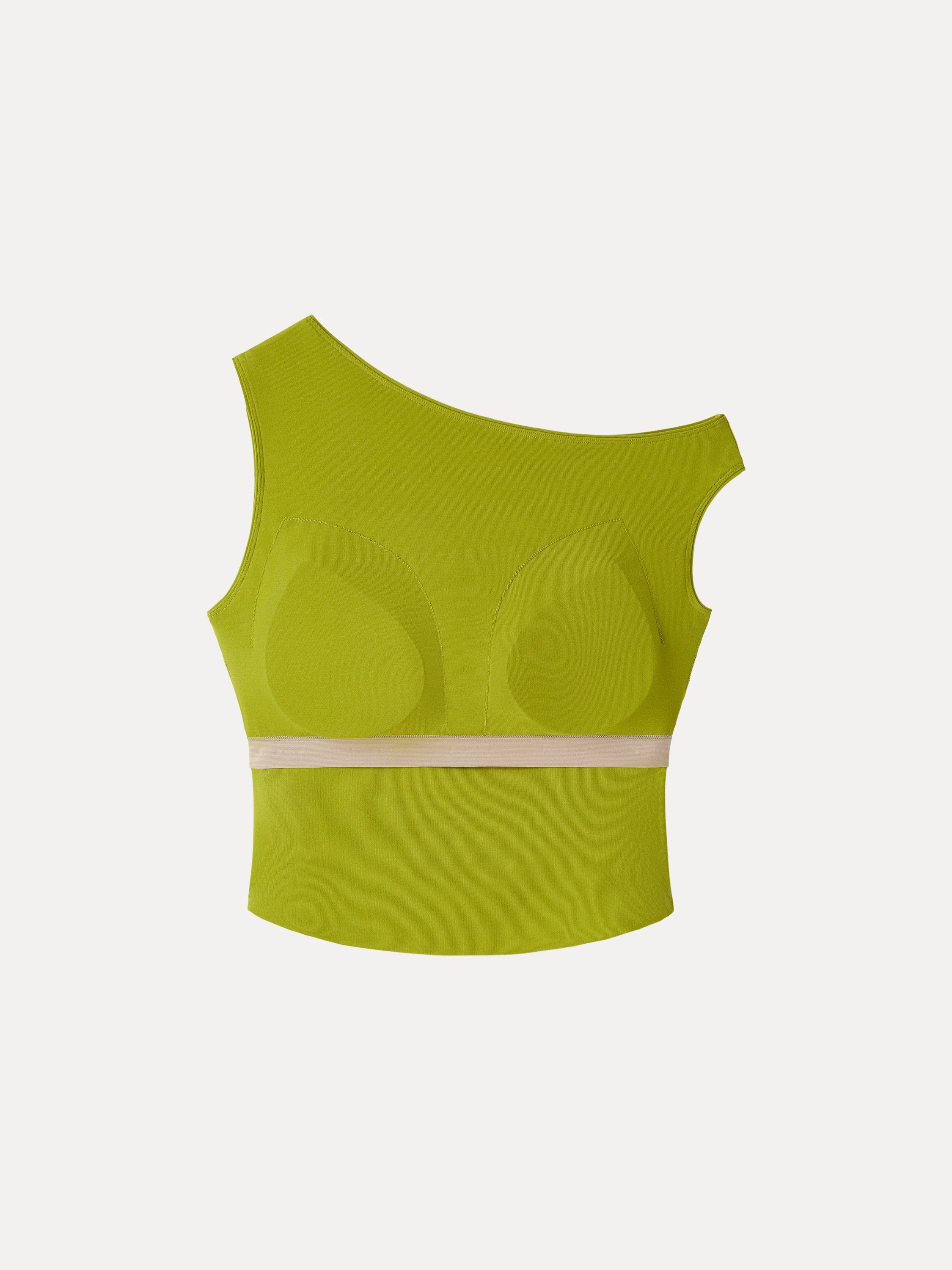 SkinKiss Asymmetrical Neck Cropped Ruched Bra Top