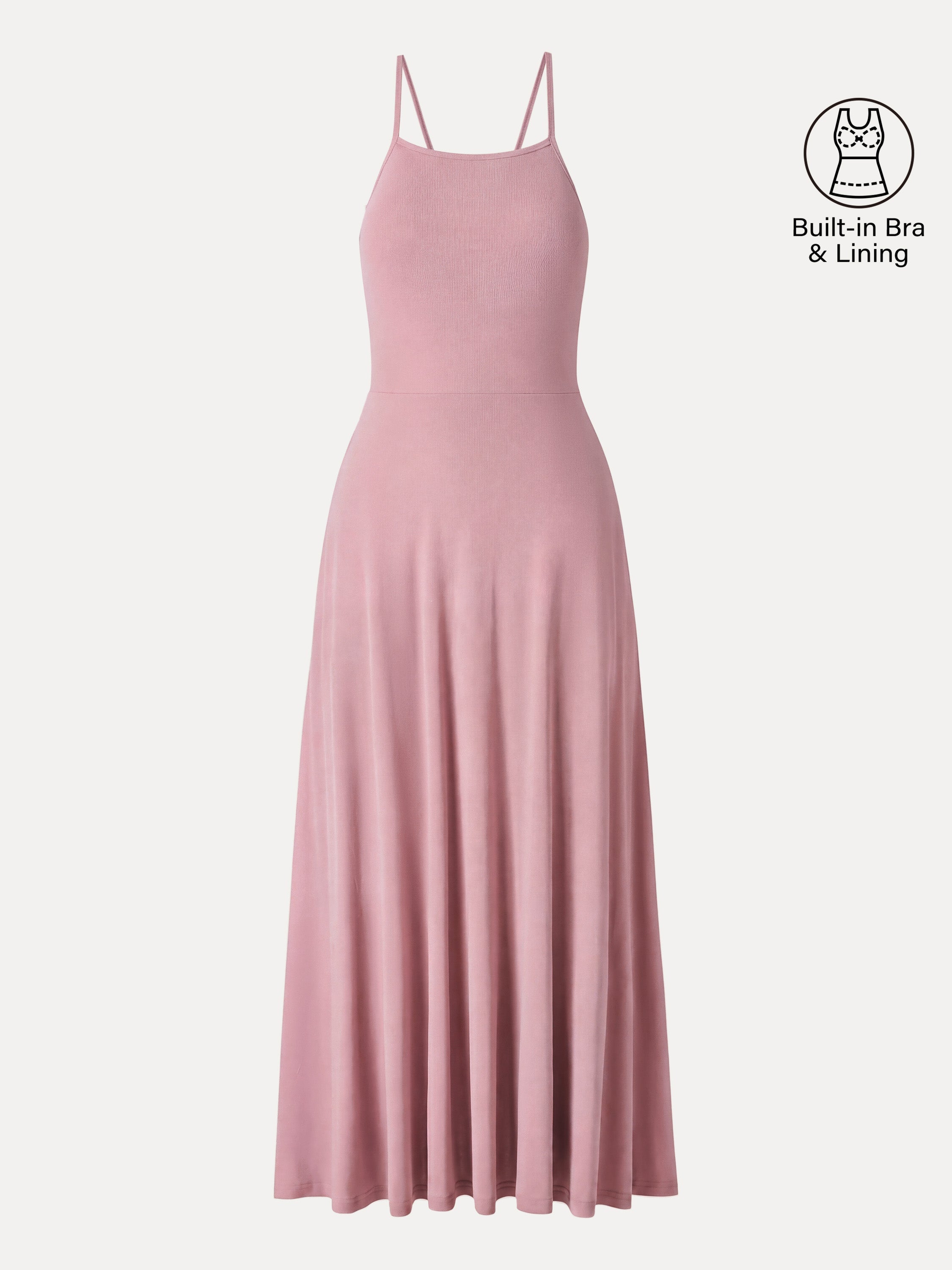 Soft Linen Knit Spaghetti Midi Bra Dress