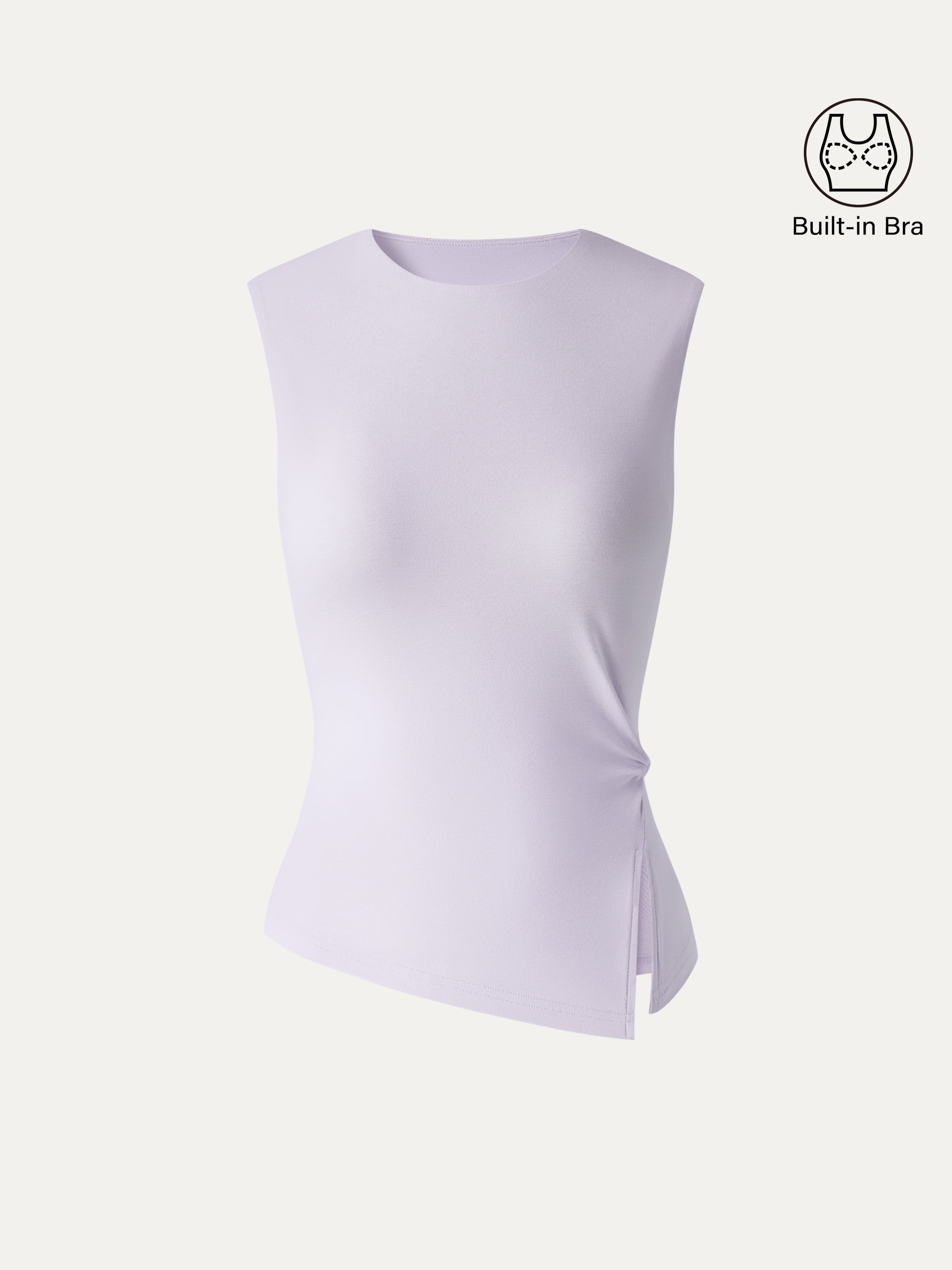 Round Neck Twisted Bra Tank with Slit