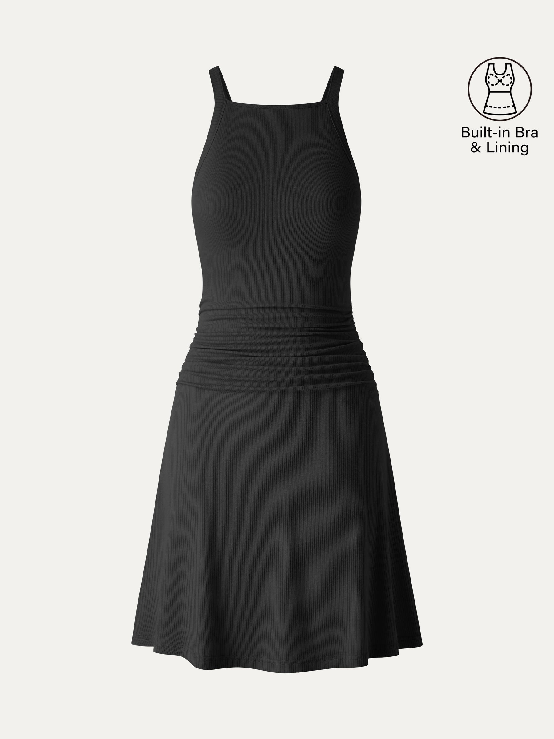 CoolTouch Square Neck Ruched Mini Bra Dress