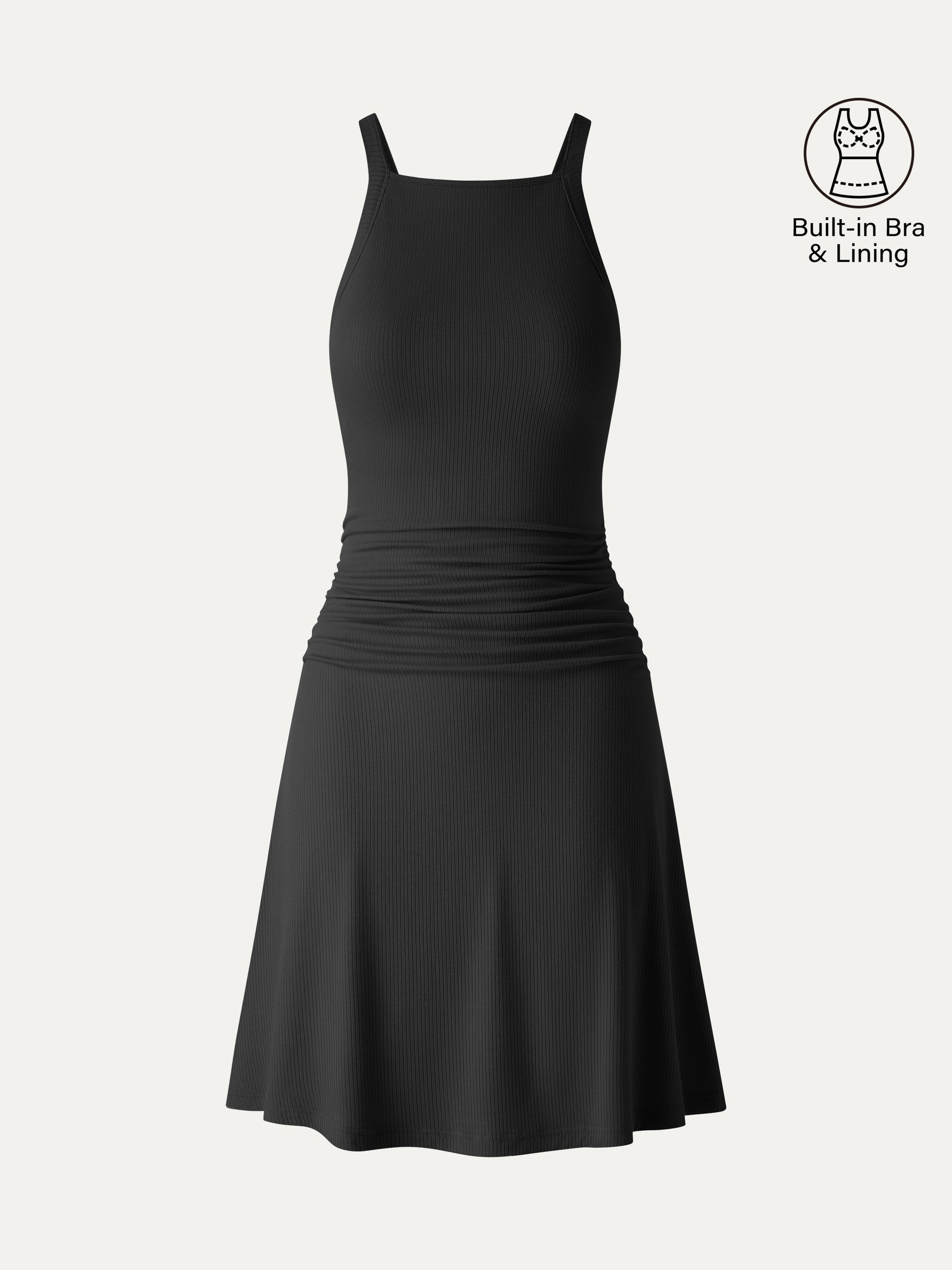 CoolTouch Square Neck Ruched Mini Bra Dress