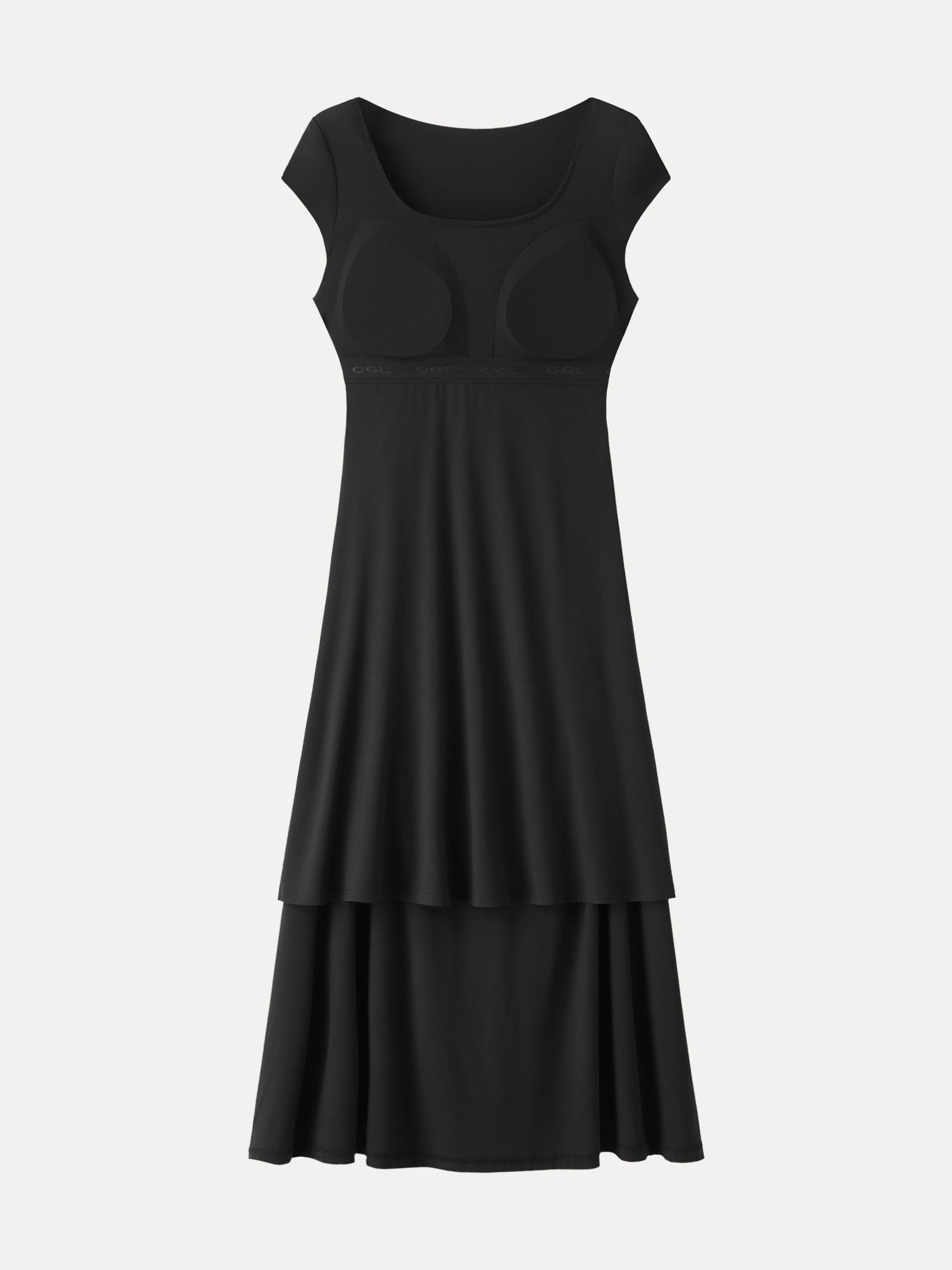 SkinKiss Cooling Square Neck Ruched Midi Bra Dress