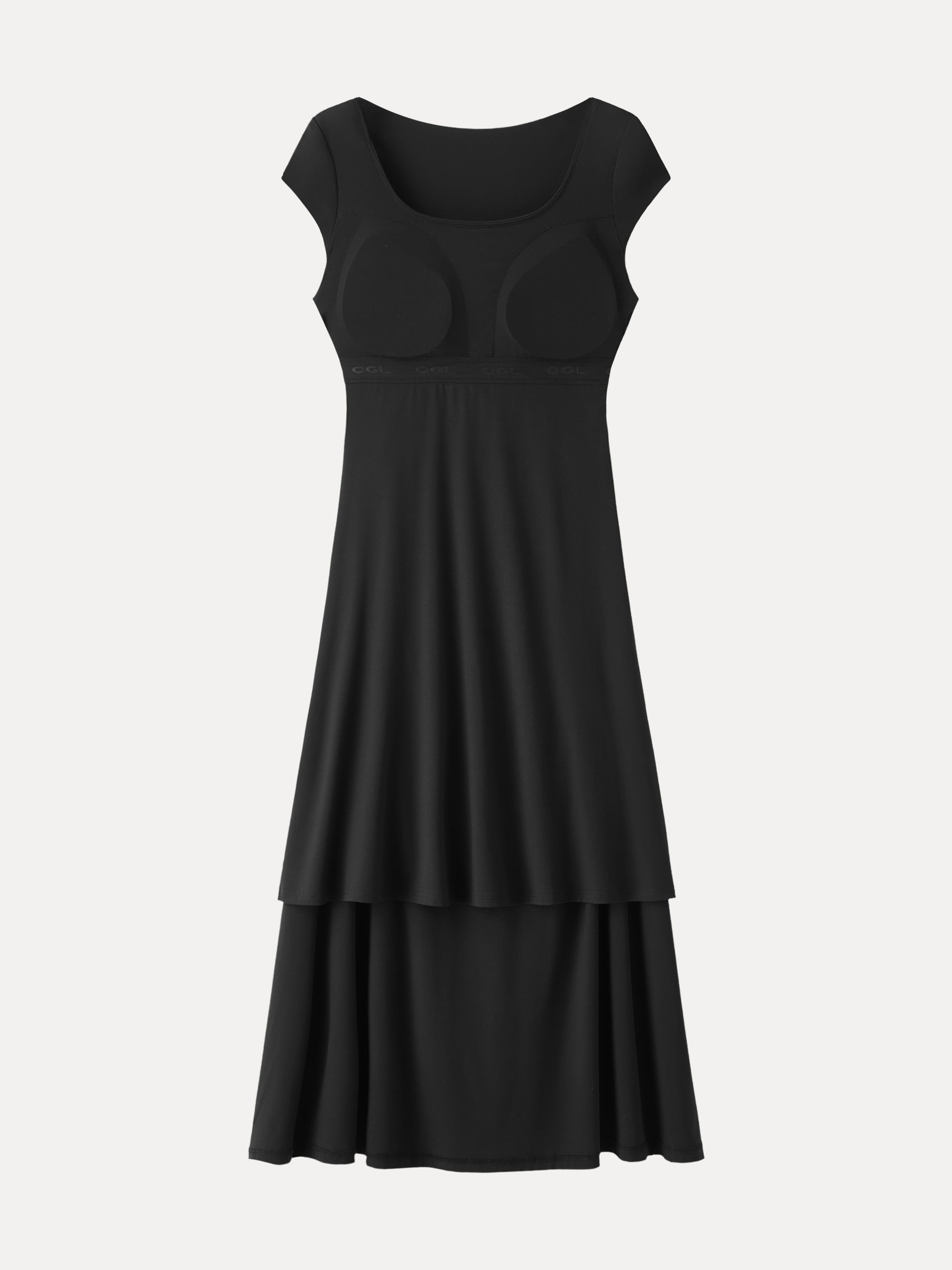 SkinKiss Cooling Square Neck Ruched Midi Bra Dress