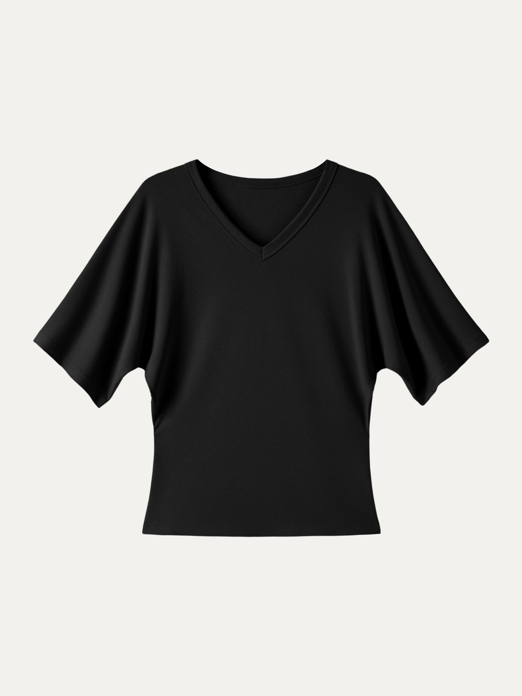 Viscose Cotton V-Neck Waist-Defining Summer Tee