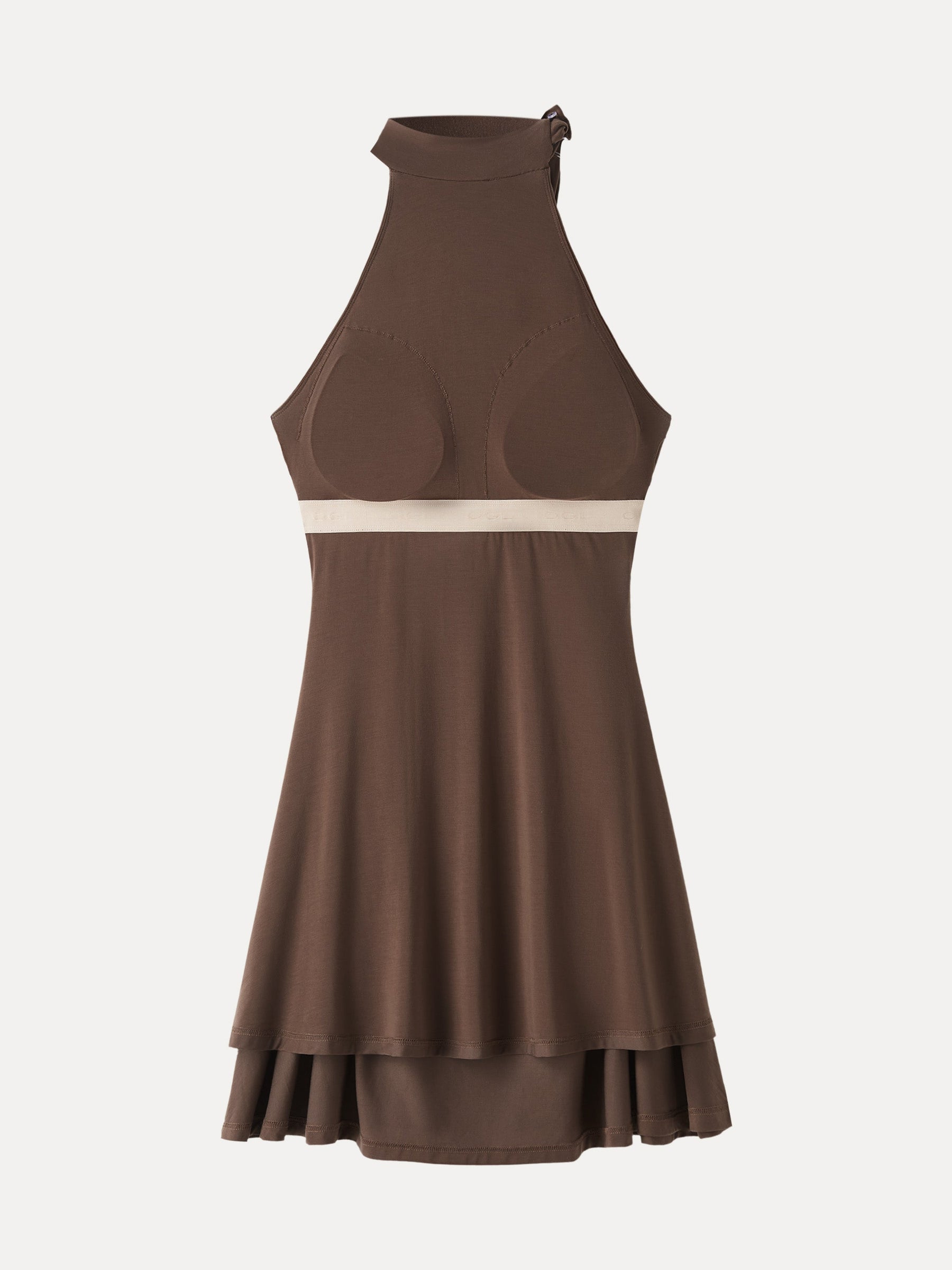 Milky Matte Mockneck Bow Tie Ruched Mini Bra Dress