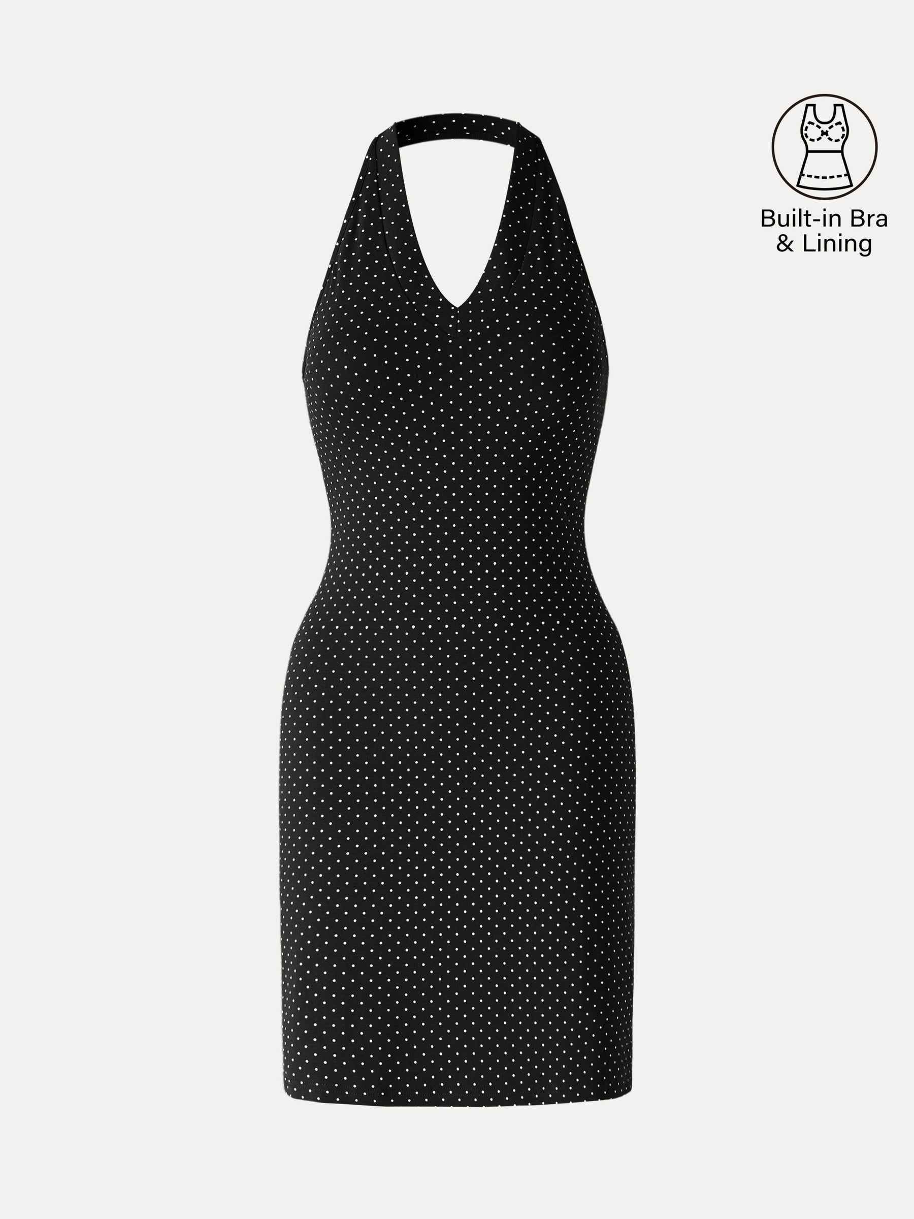 Soft Stretch Cotton Halter Neck Polka Dot Mini Bra Dress Limited Edition