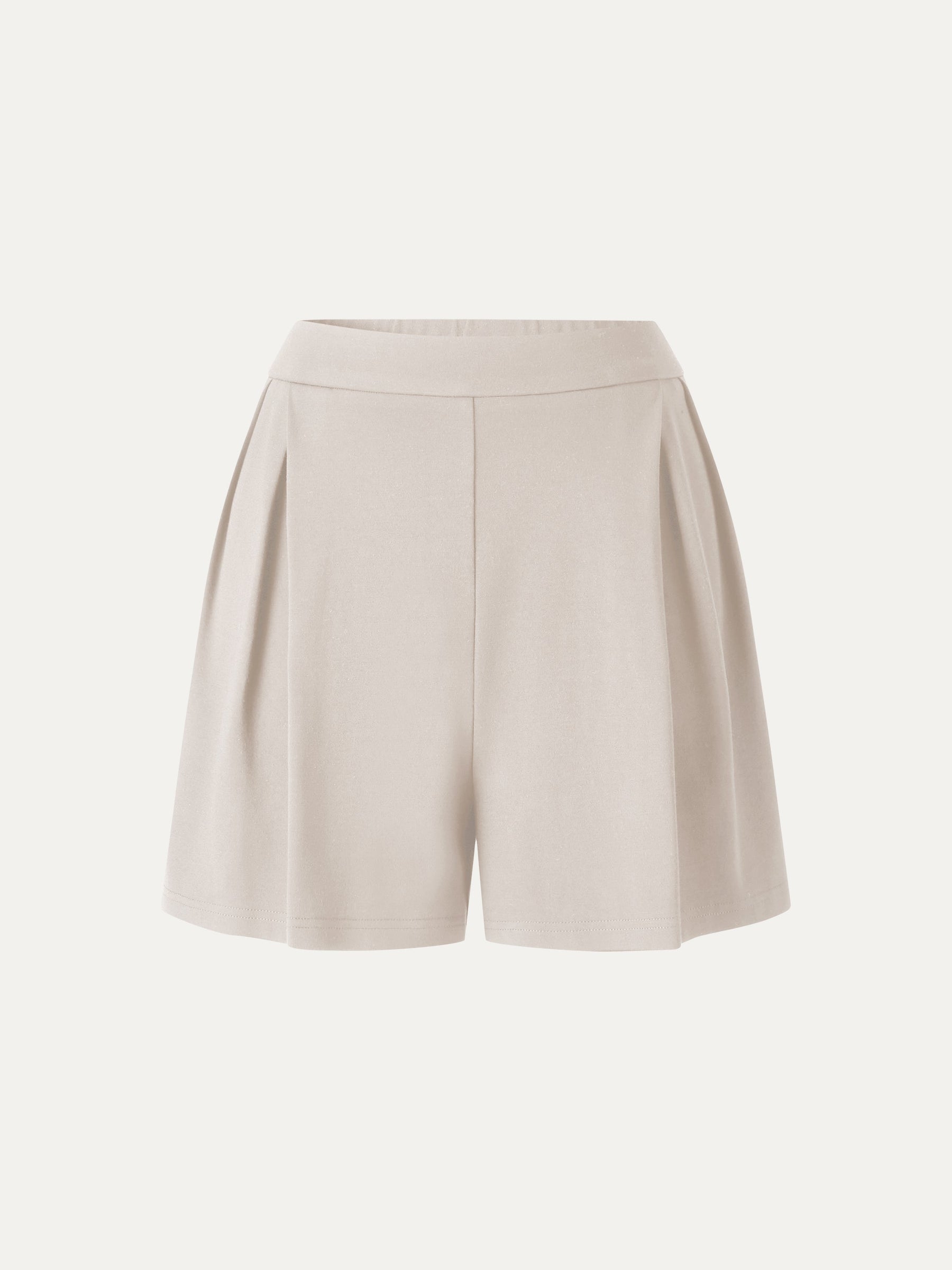 Stretch Ponte Pleated Wide Leg Shorts