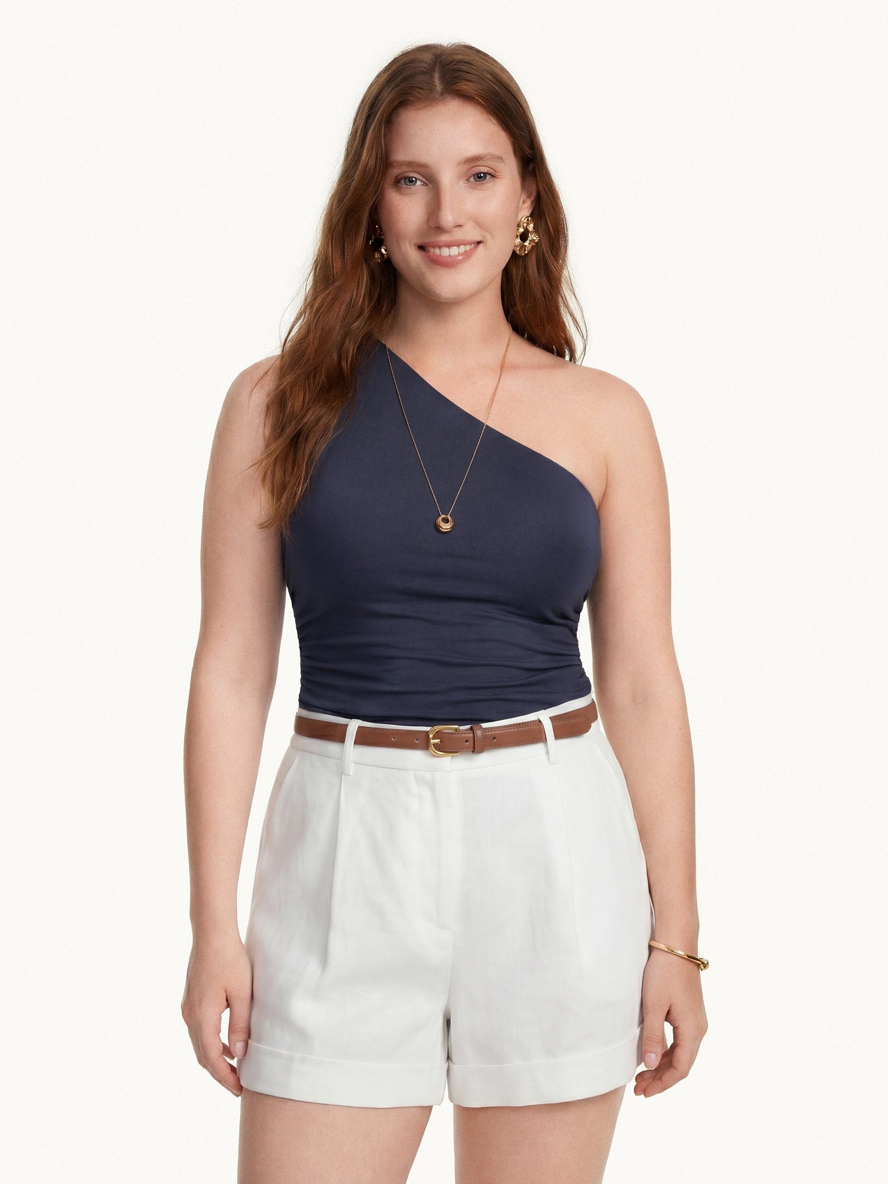 Linen One Shoulder Bra Tank