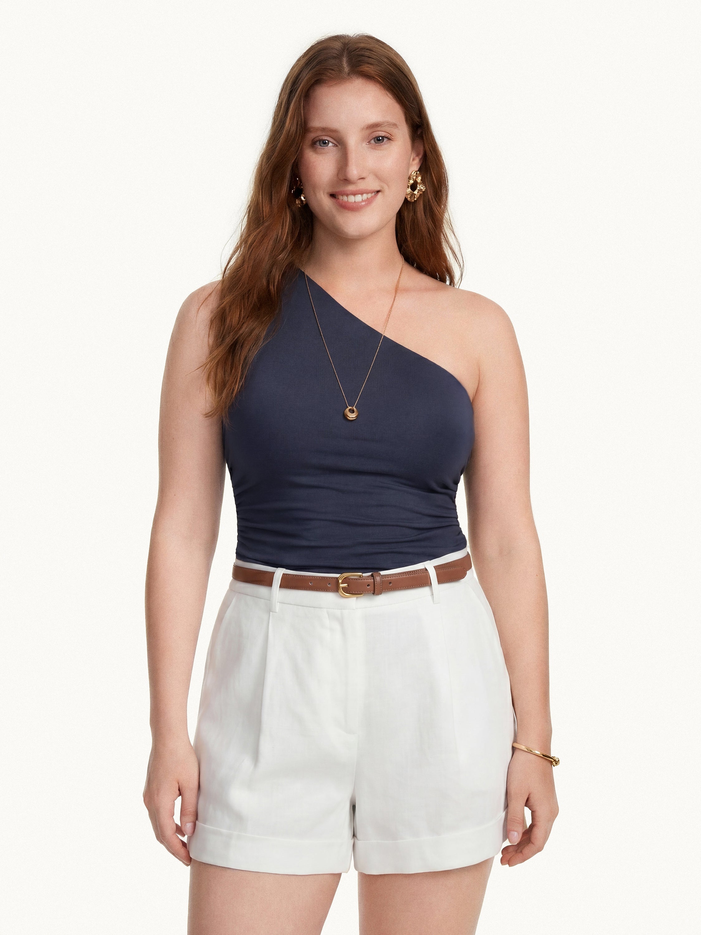 Linen One Shoulder Bra Tank