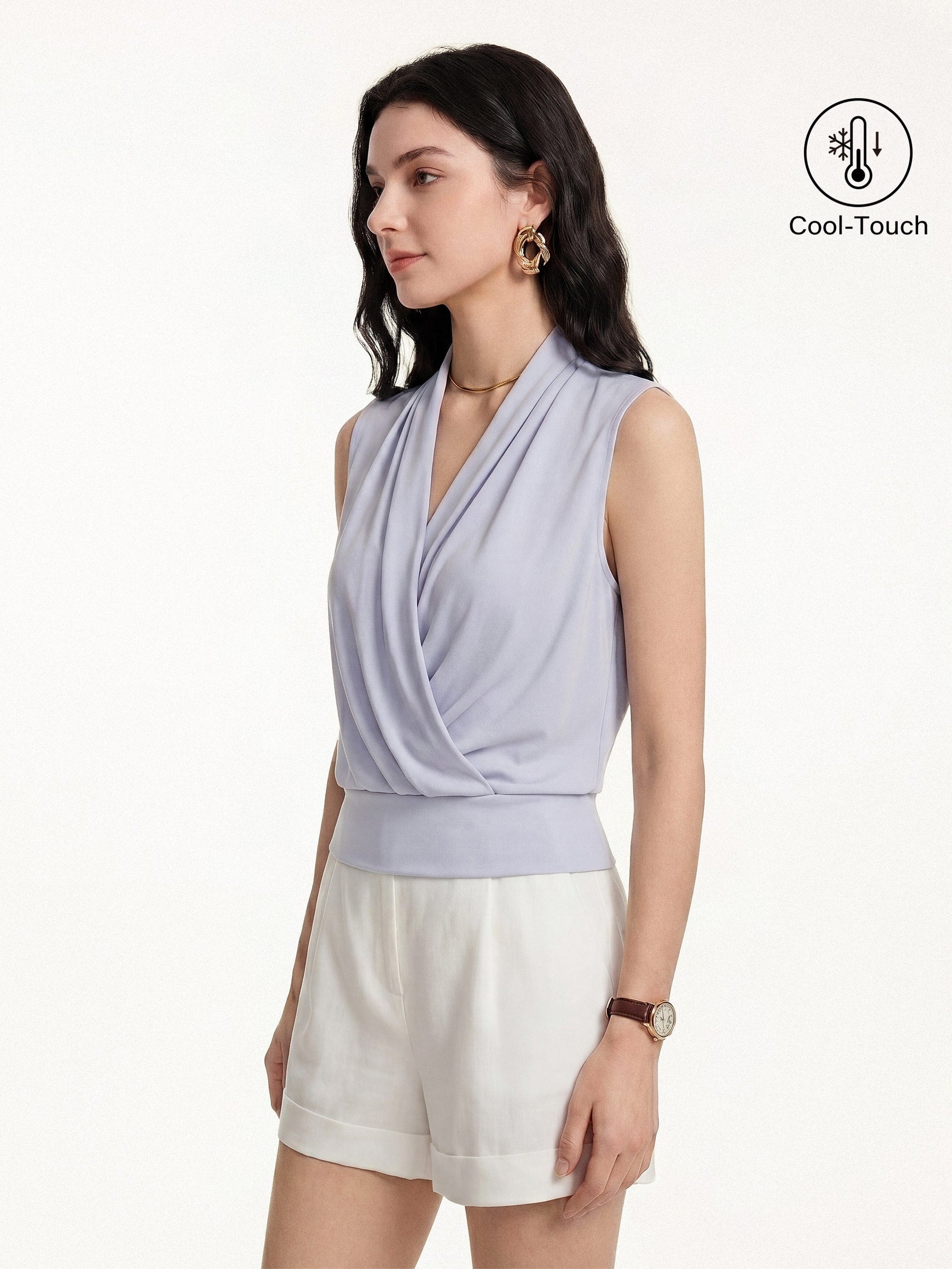 Matte Smooth Smooth Surplice Sleeveless Top