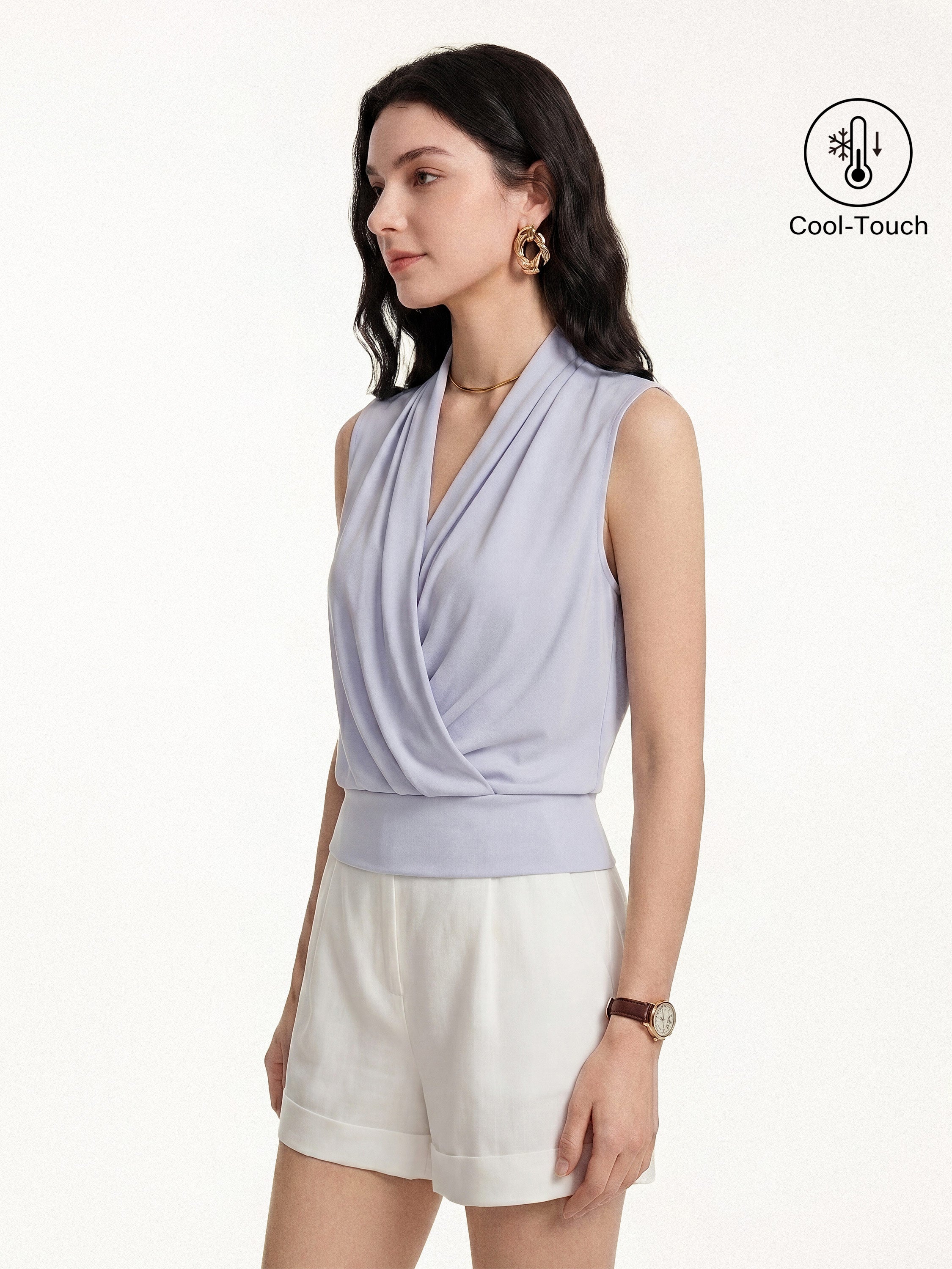 Matte Smooth Smooth Surplice Sleeveless Top