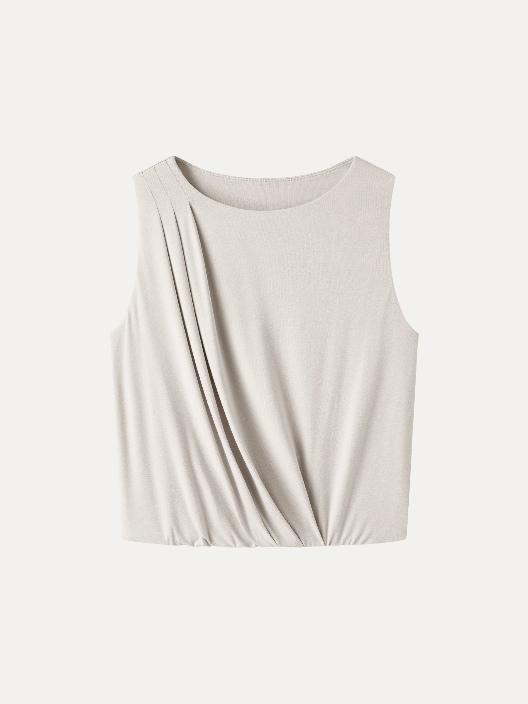 CoolTouch Boatneck Gathered Hem Cropped Top