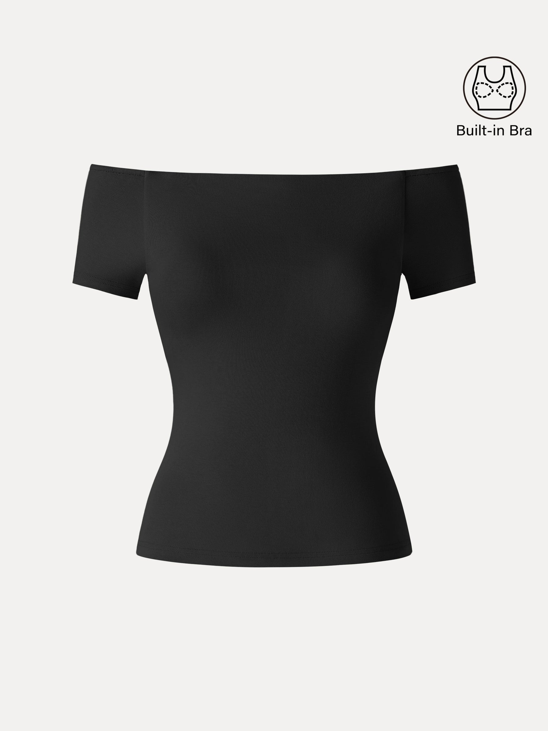 Cotton Lyocell Non-Slip Off-the-Shoulder Bra Top