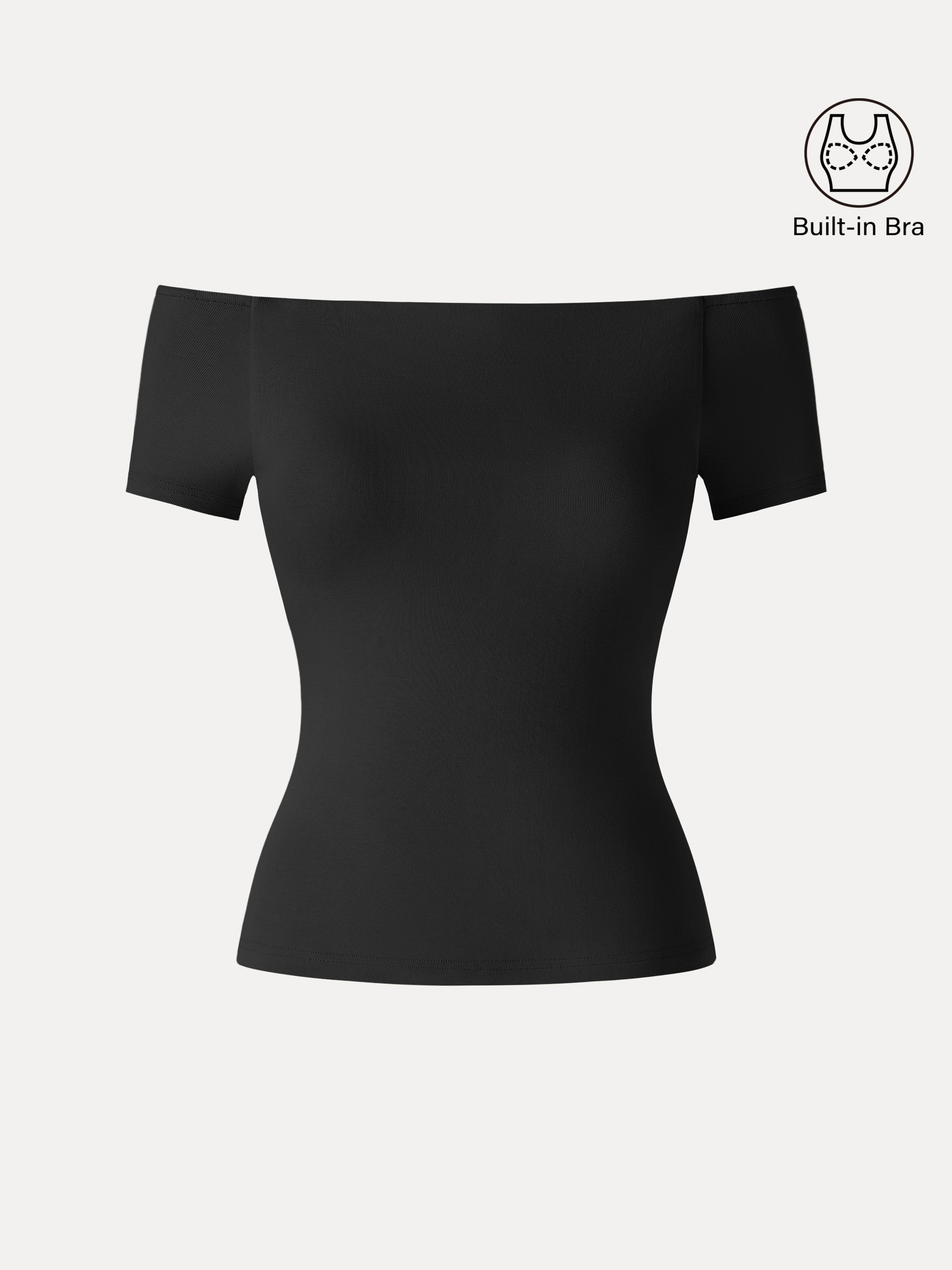 Cotton Lyocell Non-Slip Off-the-Shoulder Bra Top